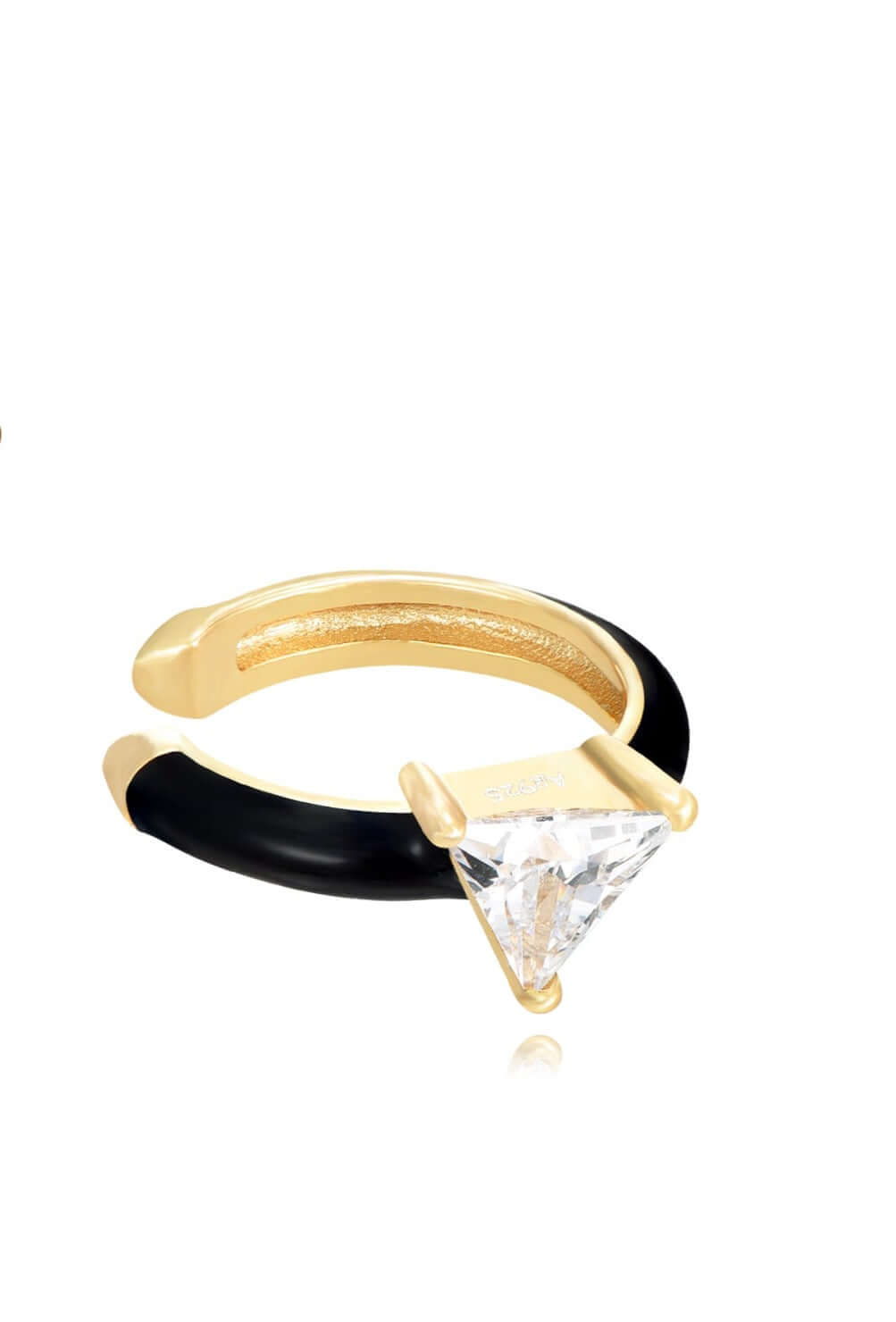 Le Marshand® - Joyería en plata 925, chapado en Oro 24K - Cuff Esmaltado negro y circonita - Diseños propios - Brazaletes, pulseras, collares y pendientes - Joyería online - Mallorca