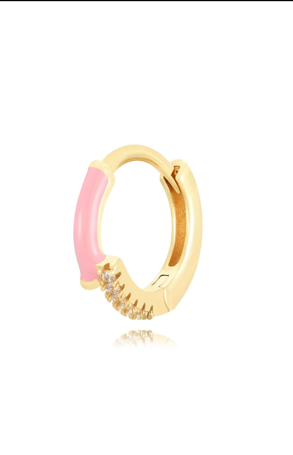 Le Marshand® - Joyería en plata 925, chapado en Oro 24K - Arito Esmalte Rosa y circonitas - Diseños propios - Brazaletes, pulseras, collares y pendientes - Joyería online - Mallorca