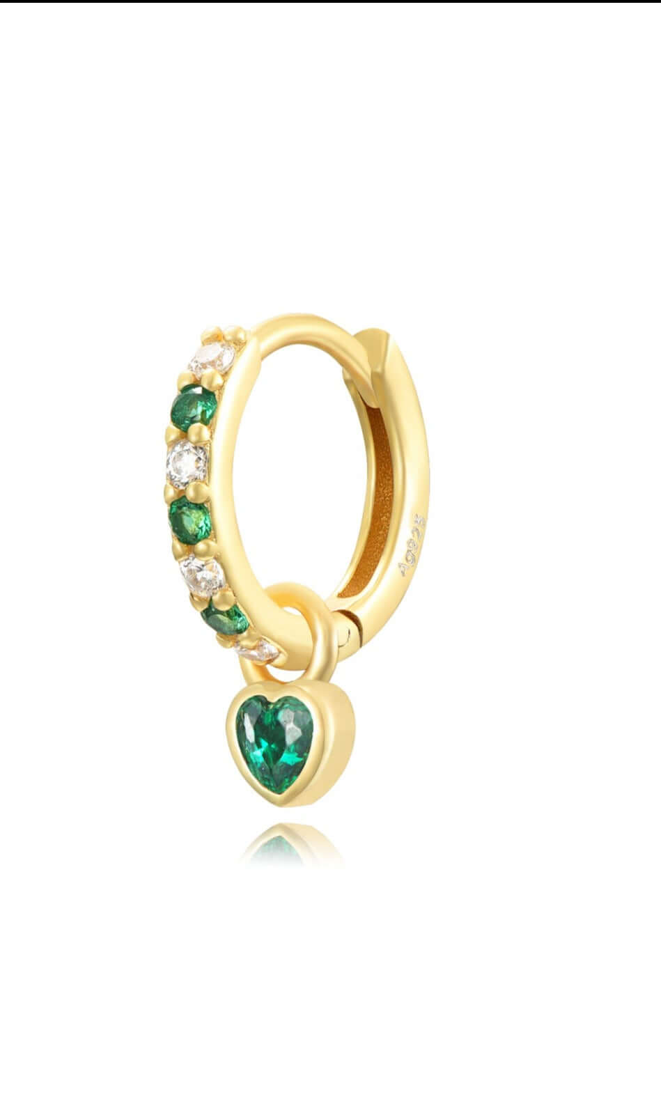 Le Marshand® - Joyería en plata 925, chapado en Oro 24K - Arito Petit Corazón (Verde) - Diseños propios - Brazaletes, pulseras, collares y pendientes - Joyería online - Mallorca