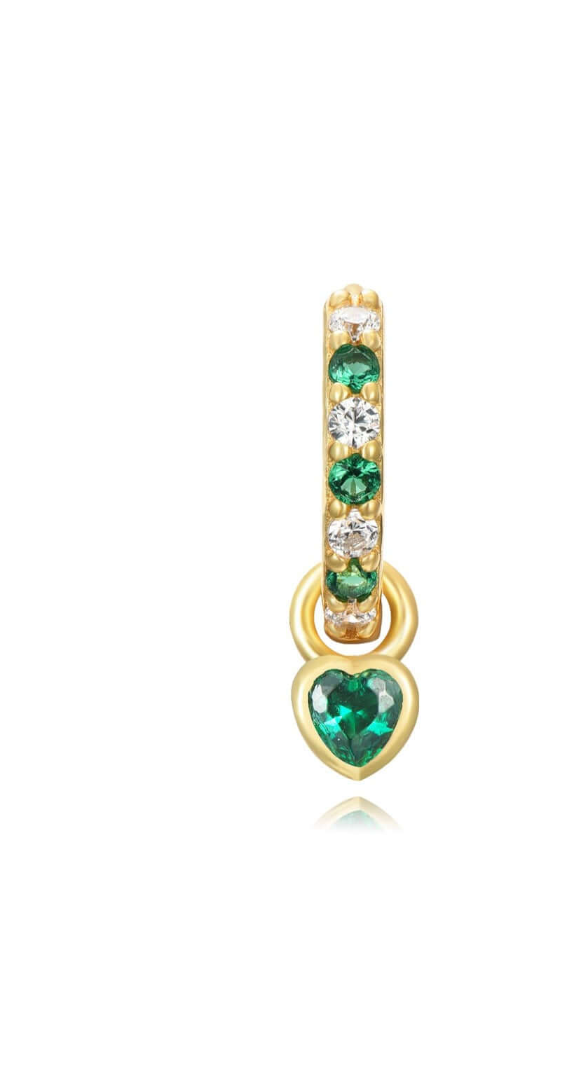 Le Marshand® - Joyería en plata 925, chapado en Oro 24K - Arito Petit Corazón (Verde) - Diseños propios - Brazaletes, pulseras, collares y pendientes - Joyería online - Mallorca