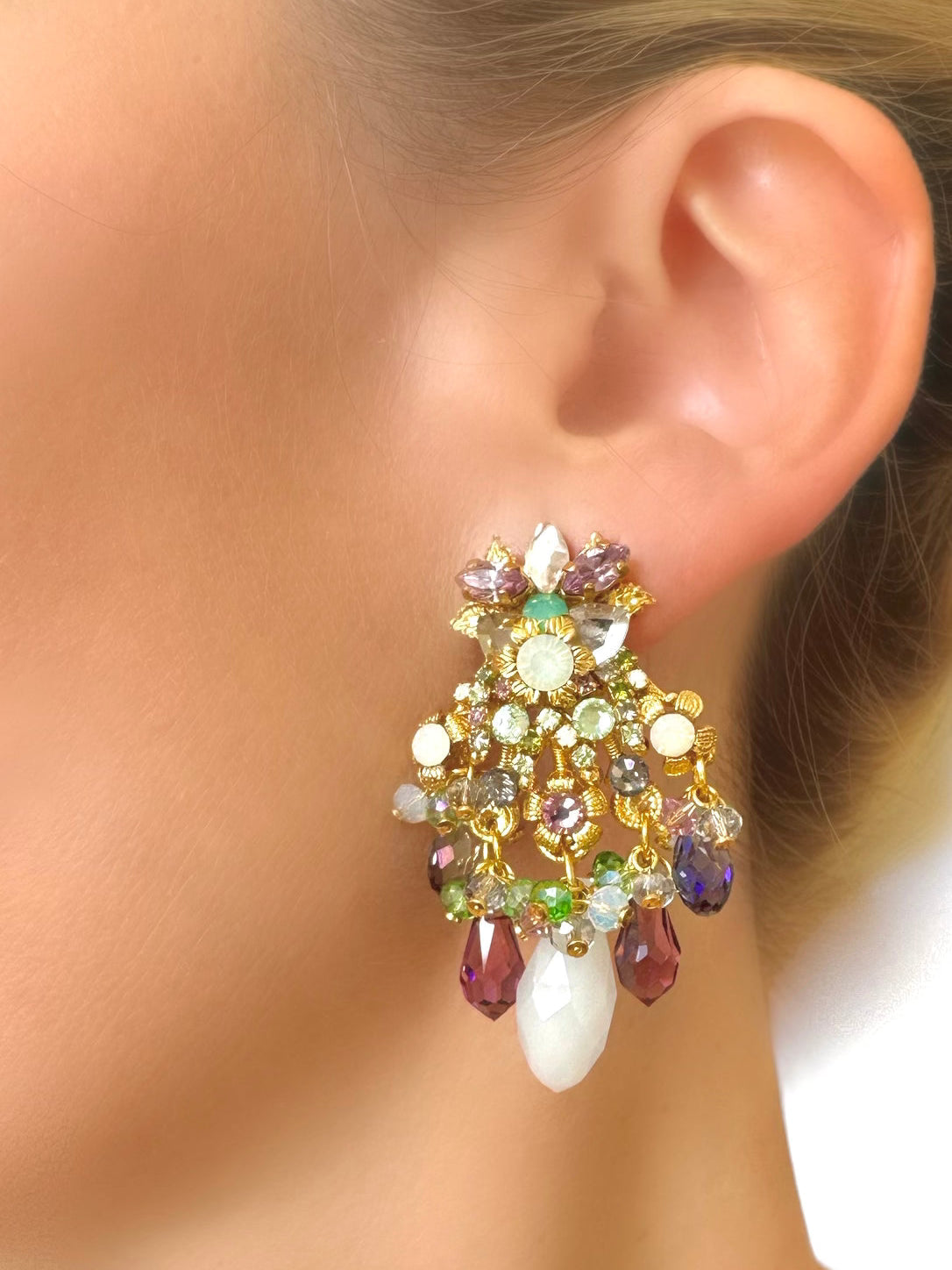 Le Marshand® - Joyería en plata 925, chapado en Oro 24K - Pendientes Chandelier Lilas - Diseños propios - Brazaletes, pulseras, collares y pendientes - Joyería online - Mallorca