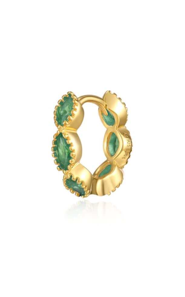 Le Marshand® - Joyería en plata 925, chapado en Oro 24K - Arito Drops Verde - Diseños propios - Brazaletes, pulseras, collares y pendientes - Joyería online - Mallorca