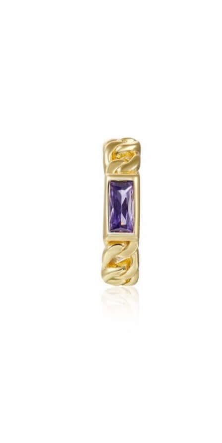 Le Marshand® - Joyería en plata 925, chapado en Oro 24K - Cuff Solitario Lila - Diseños propios - Brazaletes, pulseras, collares y pendientes - Joyería online - Mallorca