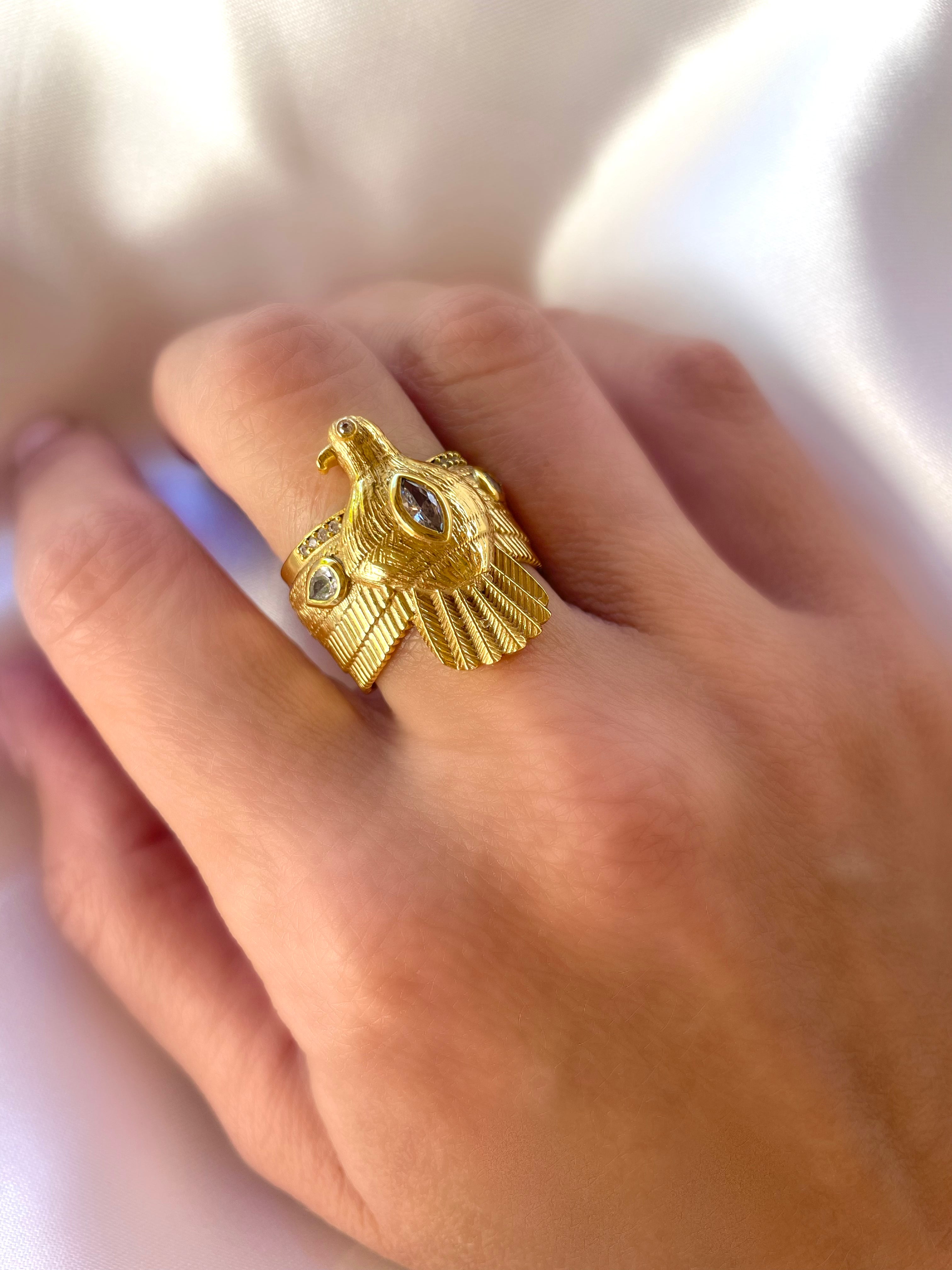 Le Marshand® - Joyería en plata 925, chapado en Oro 24K - Anillo Circ Aguila - Diseños propios - Brazaletes, pulseras, collares y pendientes - Joyería online - Mallorca