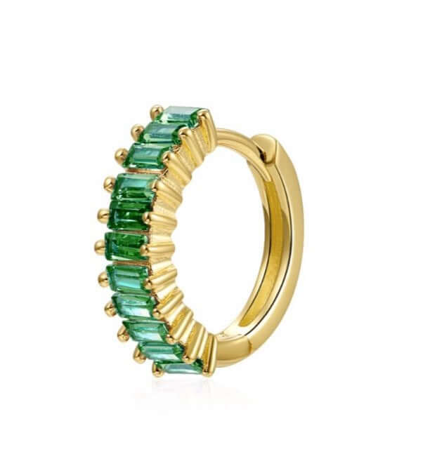 Le Marshand® - Joyería en plata 925, chapado en Oro 24K - Arito barritas verde - Diseños propios - Brazaletes, pulseras, collares y pendientes - Joyería online - Mallorca