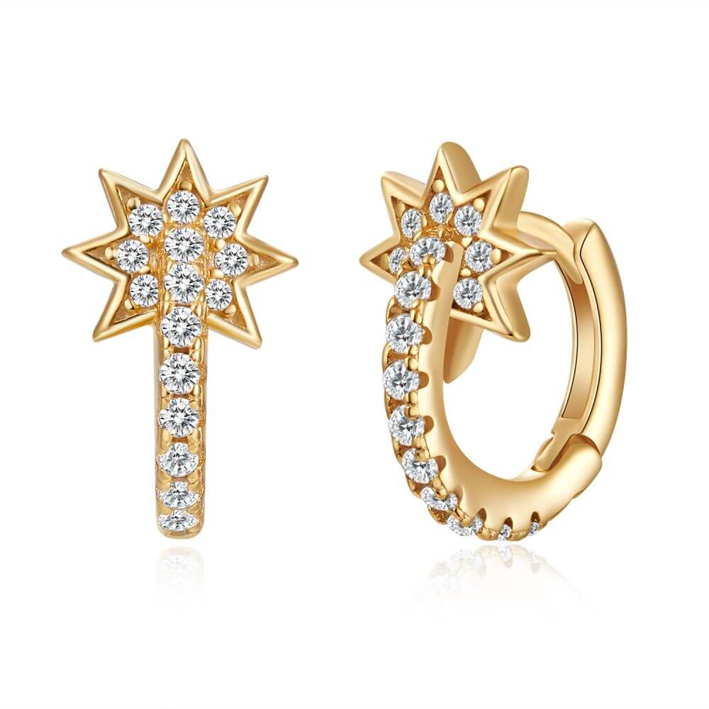 Le Marshand® - Joyería en plata 925, chapado en Oro 24K - Arito Estrella atravesada - Diseños propios - Brazaletes, pulseras, collares y pendientes - Joyería online - Mallorca
