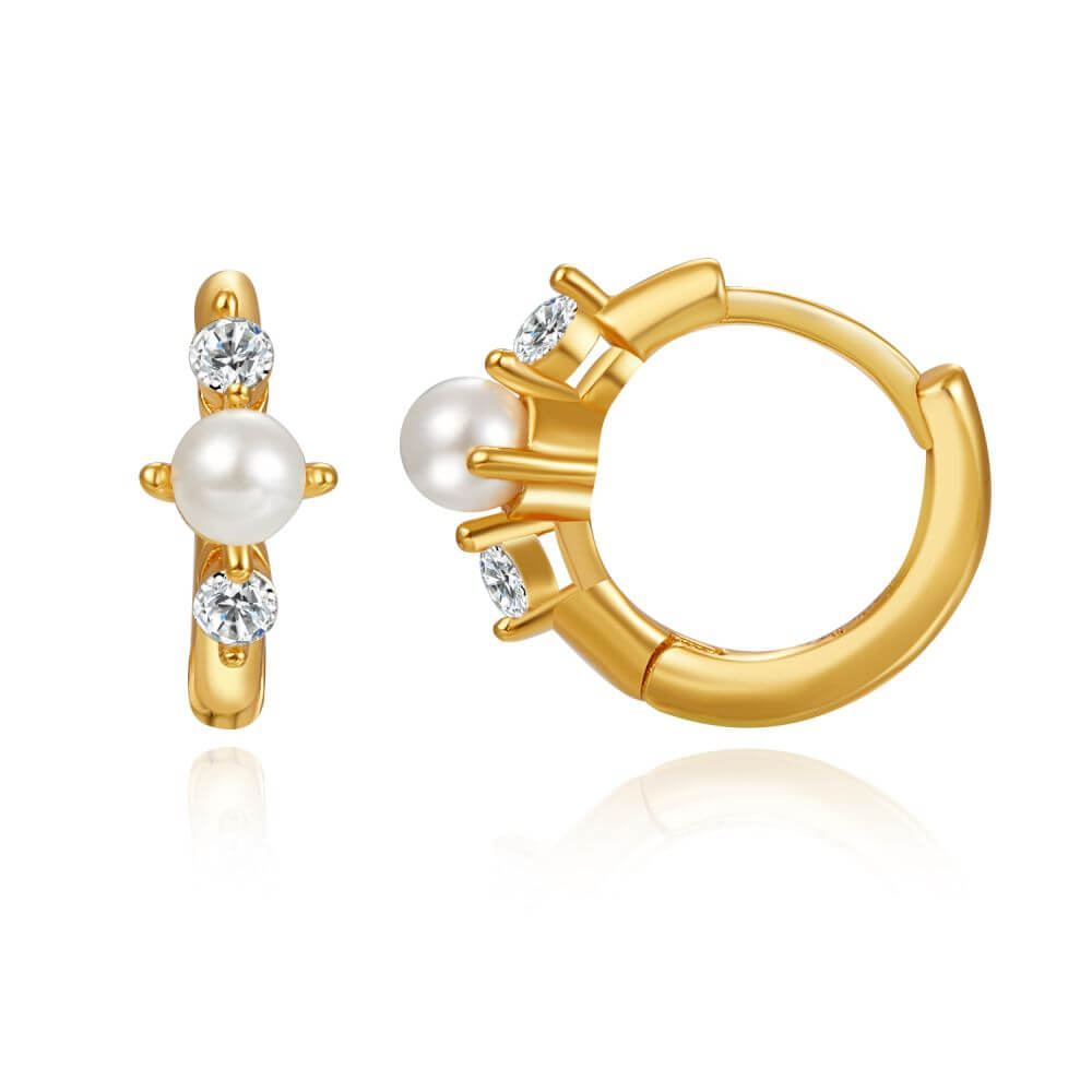 Le Marshand® - Joyería en plata 925, chapado en Oro 24K - Arito Perla al aire y Circonitas - Diseños propios - Brazaletes, pulseras, collares y pendientes - Joyería online - Mallorca