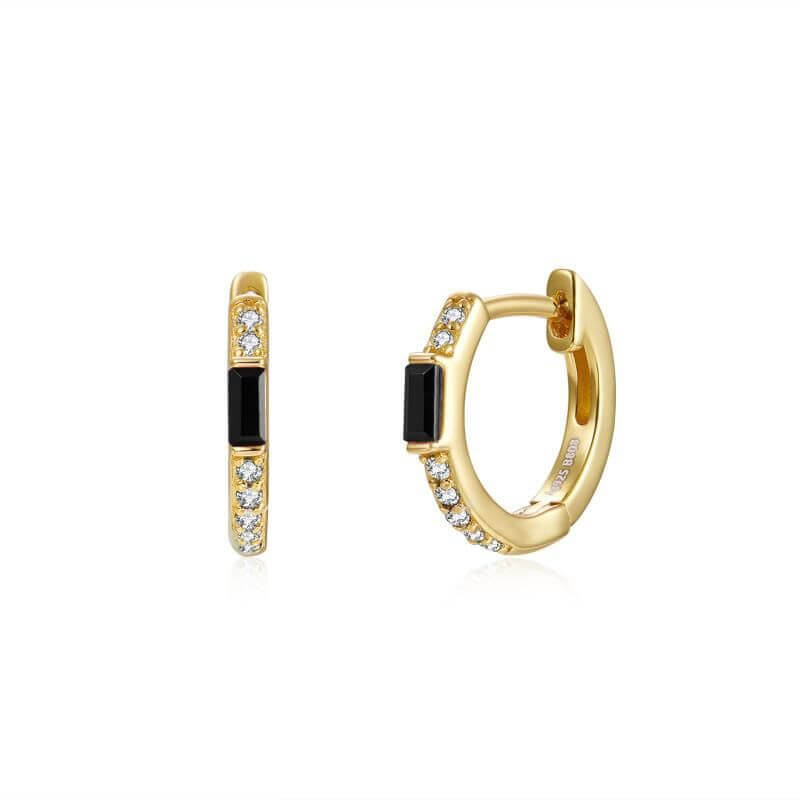 Le Marshand® - Joyería en plata 925, chapado en Oro 24K - Arito Queen Circ Negro - Diseños propios - Brazaletes, pulseras, collares y pendientes - Joyería online - Mallorca