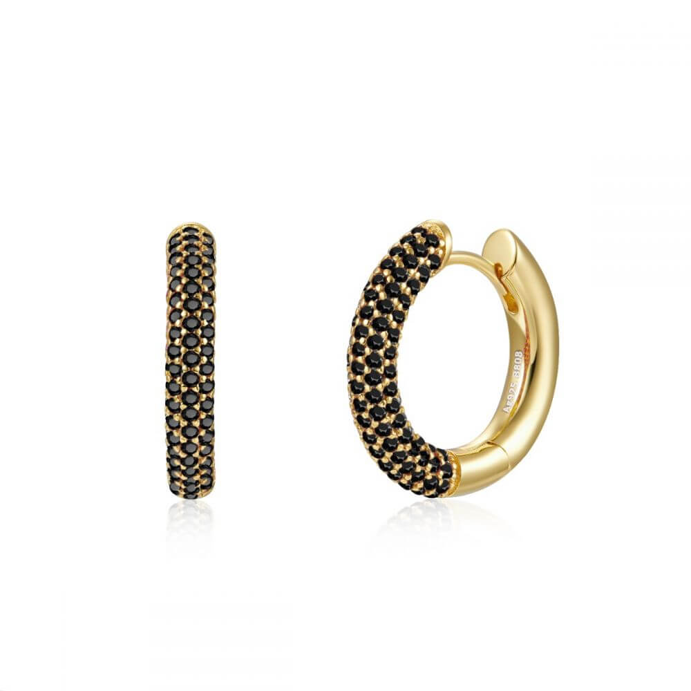 Le Marshand® - Joyería en plata 925, chapado en Oro 24K - Arito Lux Round Negro - Diseños propios - Brazaletes, pulseras, collares y pendientes - Joyería online - Mallorca