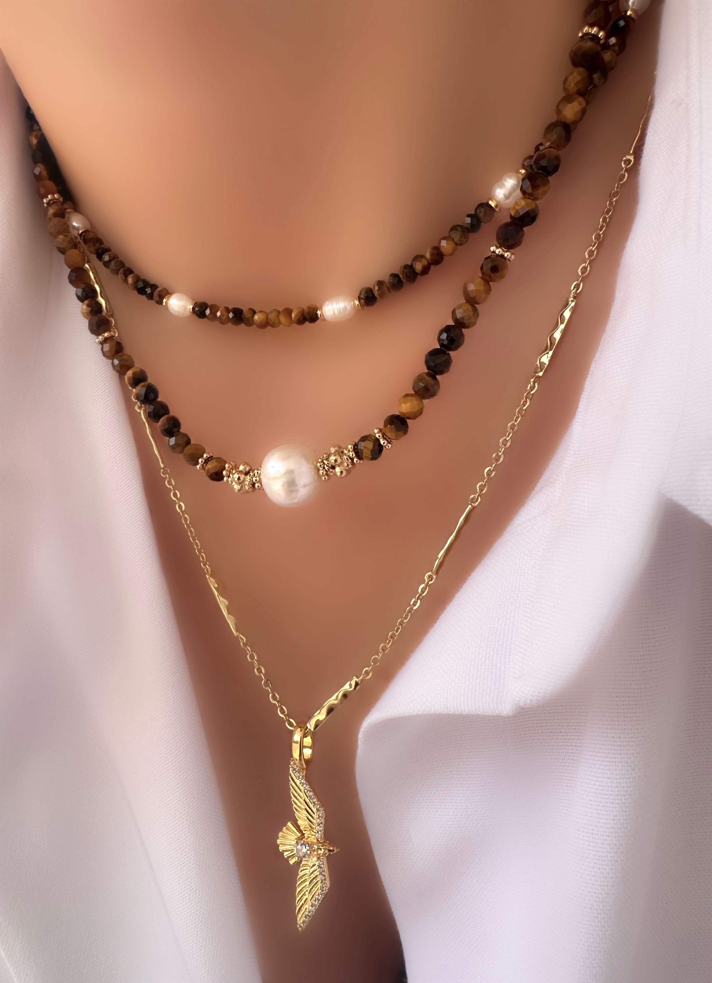 Collar Stones Tiger Eye Petite (Pearls)