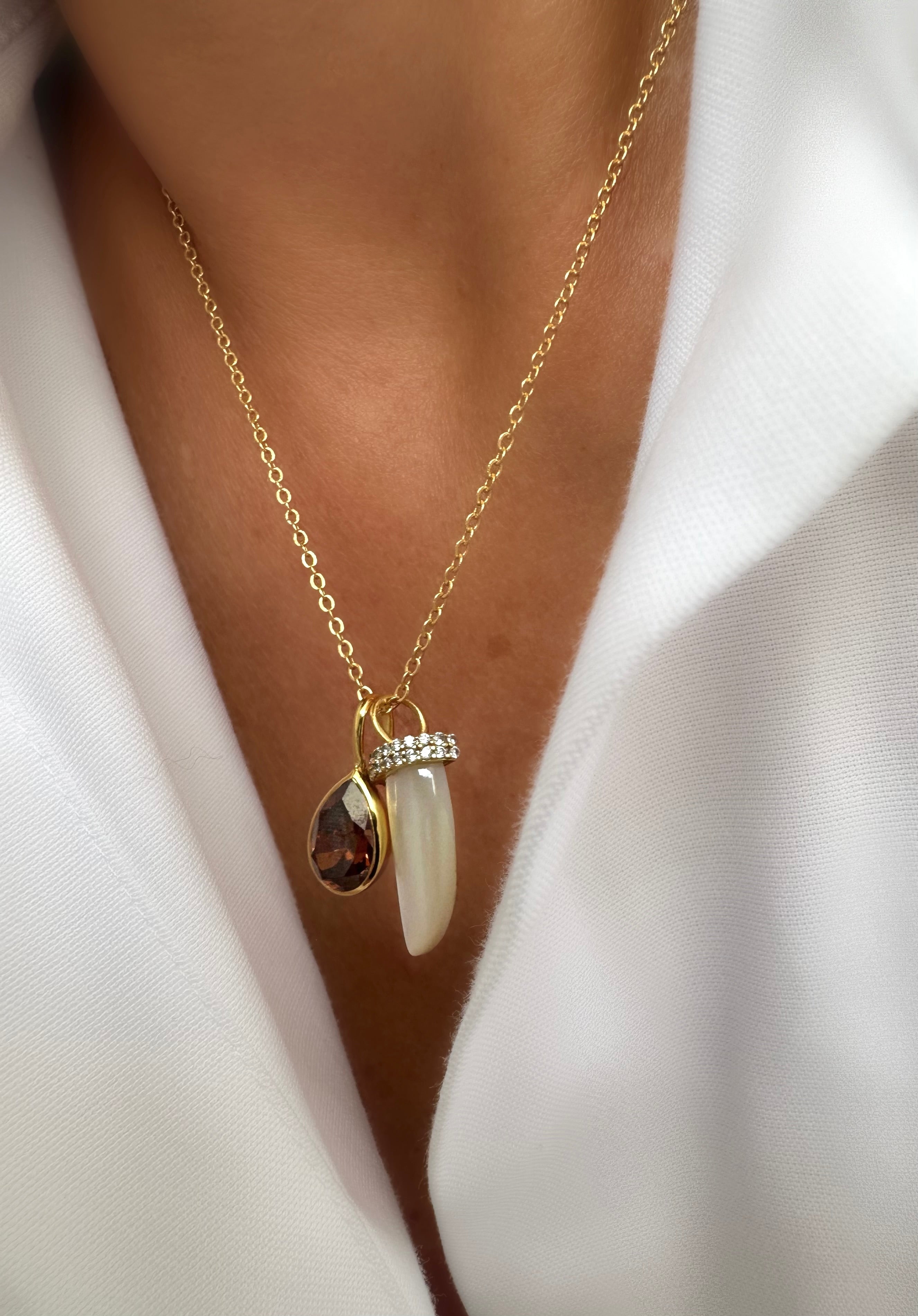 Charms Necklace (Mother-of-Pearl &  Quartz)