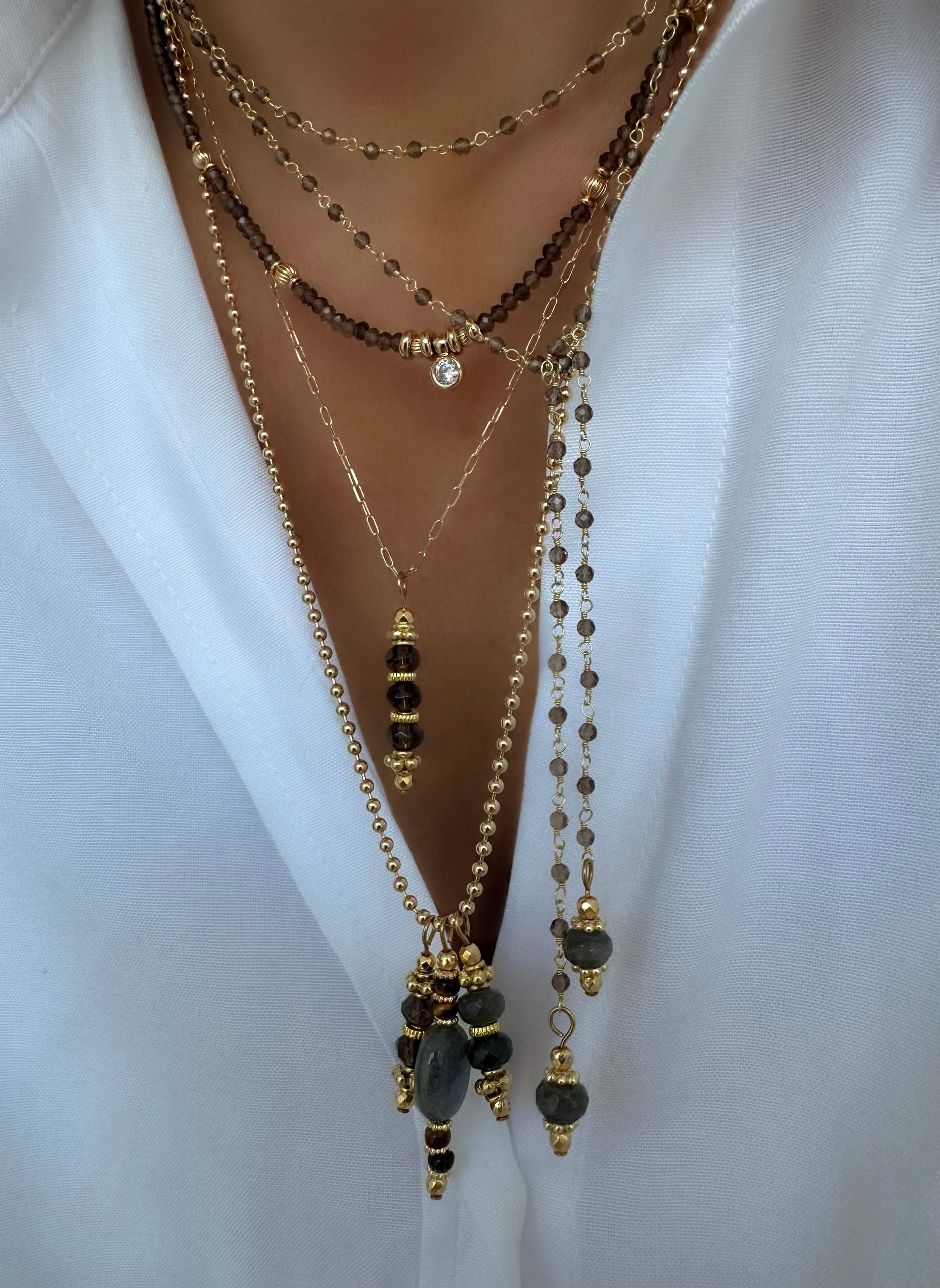 Energy Trio Necklace (Labradorite, Quartz & Tiger’s Eye)