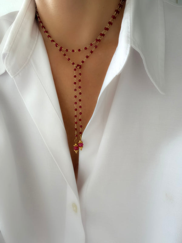 Collar Energy Rosario Rubelita - Plata 925