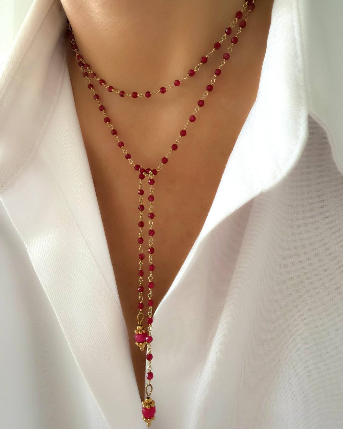 Collar Energy Rosario Rubelita - Plata 925