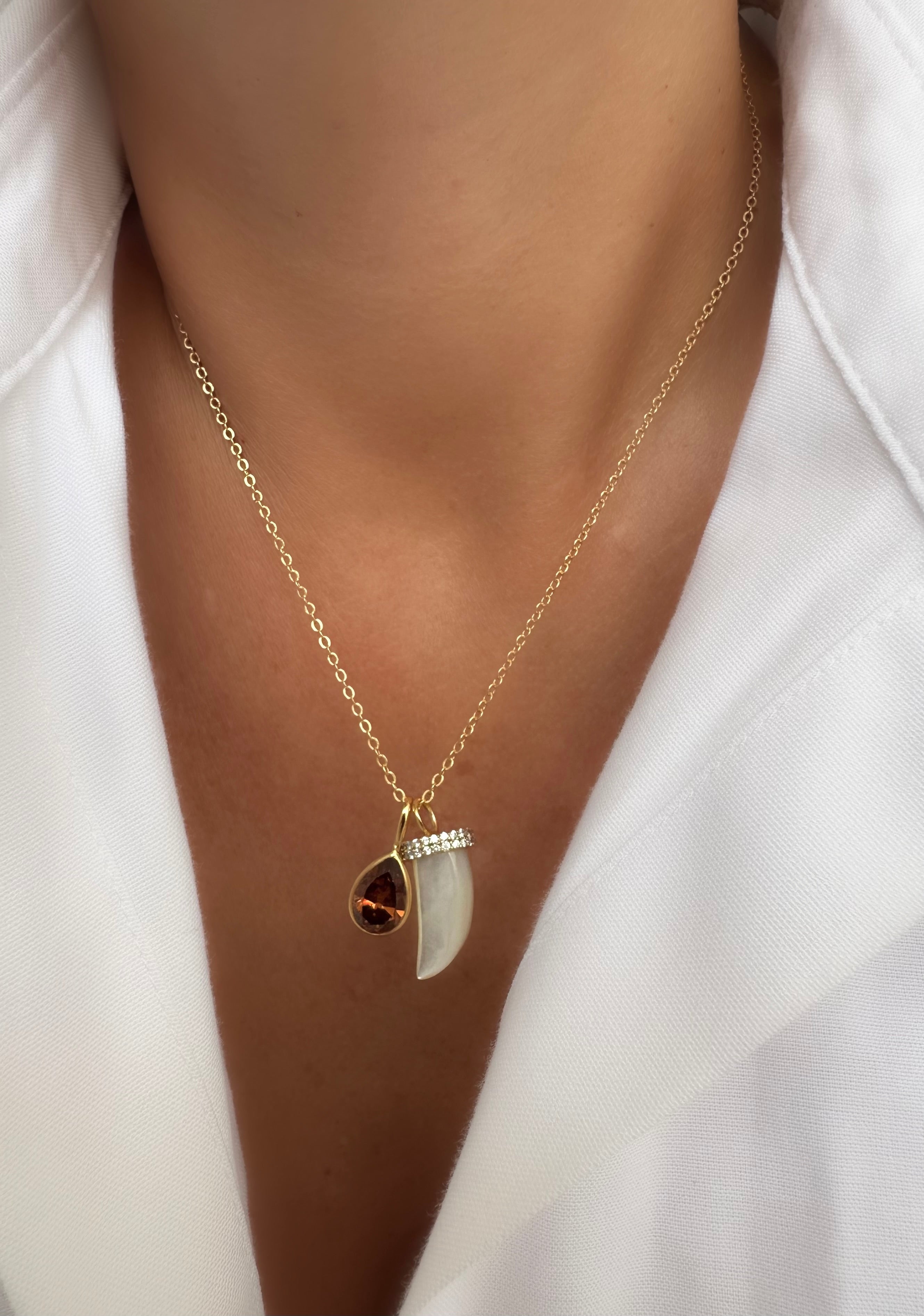 Charms Necklace (Mother-of-Pearl &  Quartz)