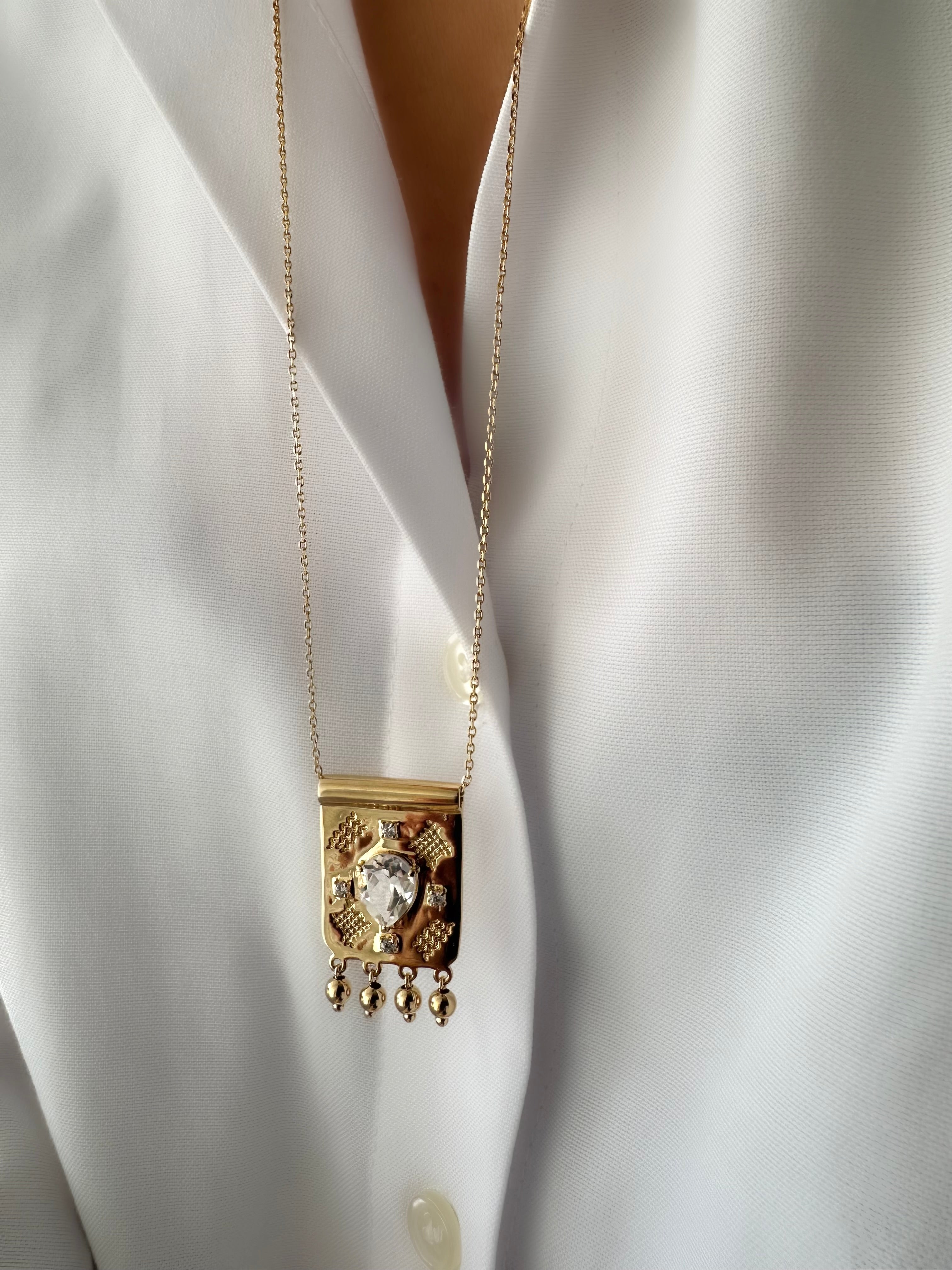 Weiße Demian Long Halskette 