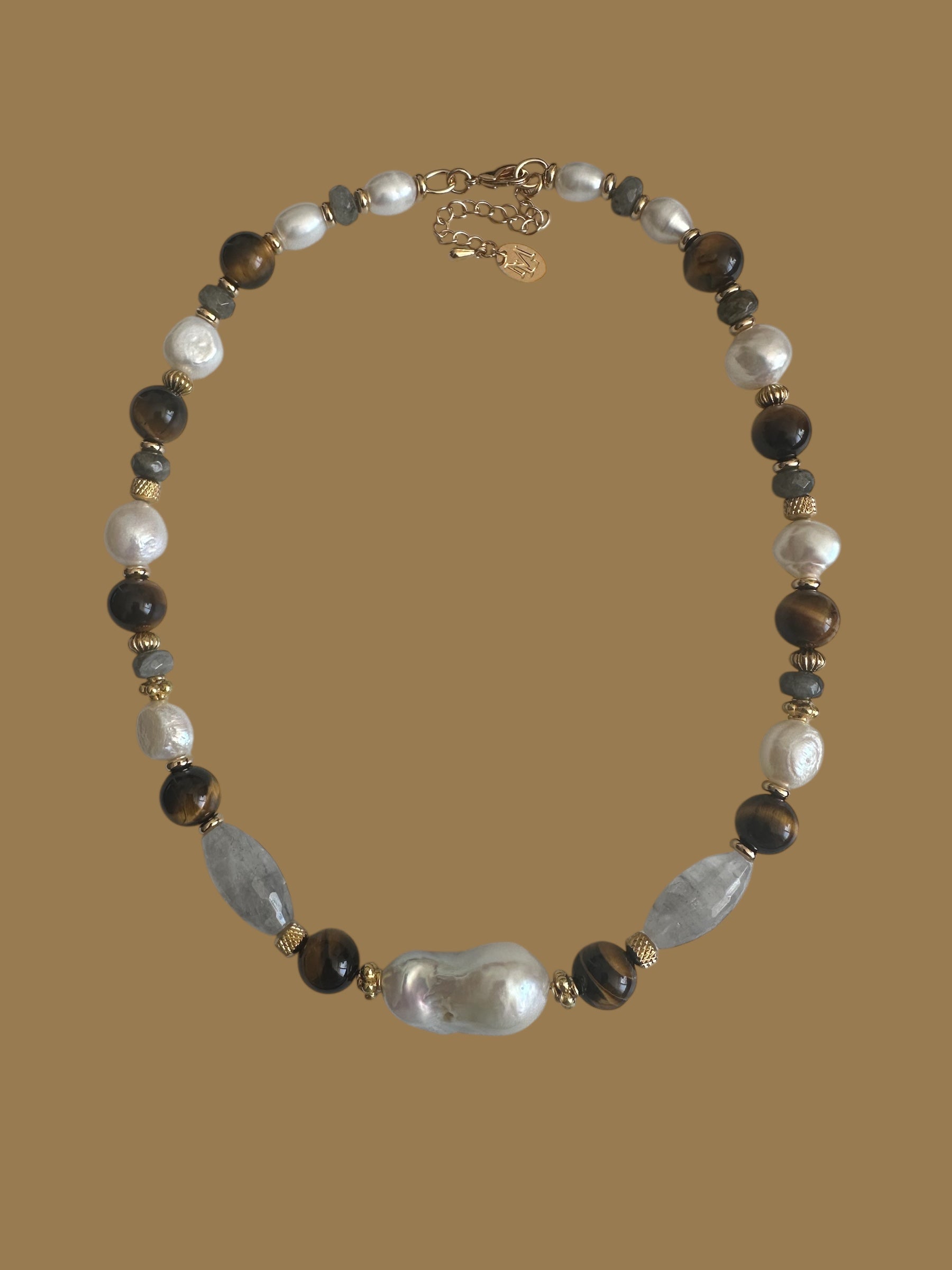 Stones Baroque Necklace (Tiger’s Eye and Labradorite)