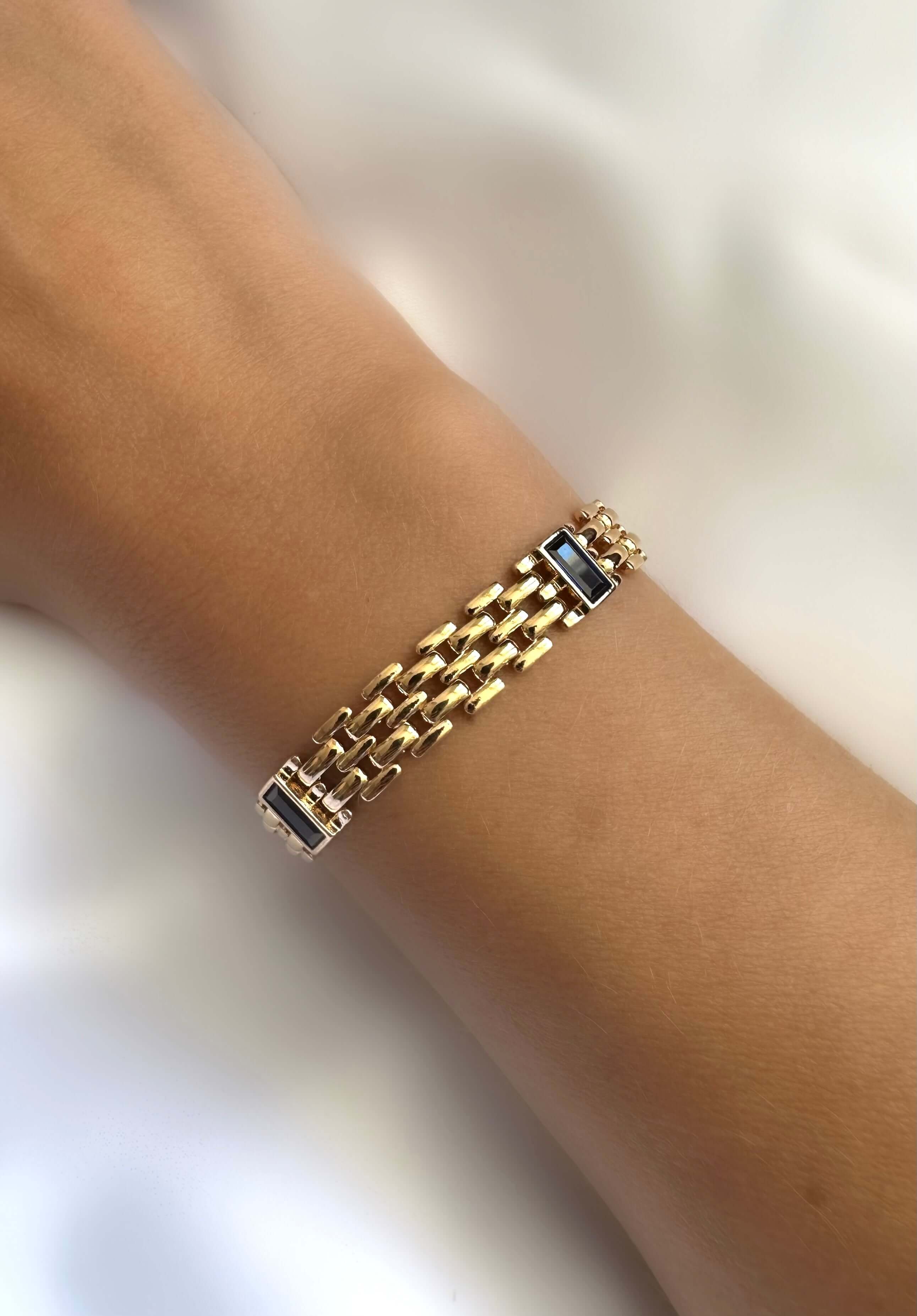 Petite Leoni Crystal Baguette Bracelet (Blue)