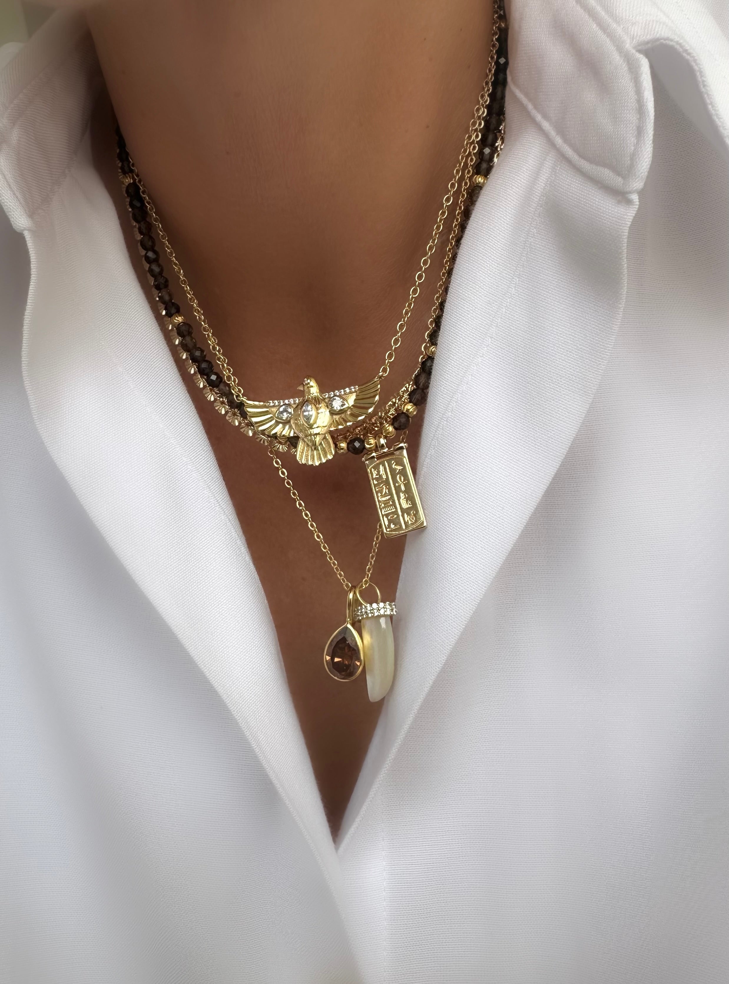 Pharaoh Stones Necklace (Smoky Quartz)