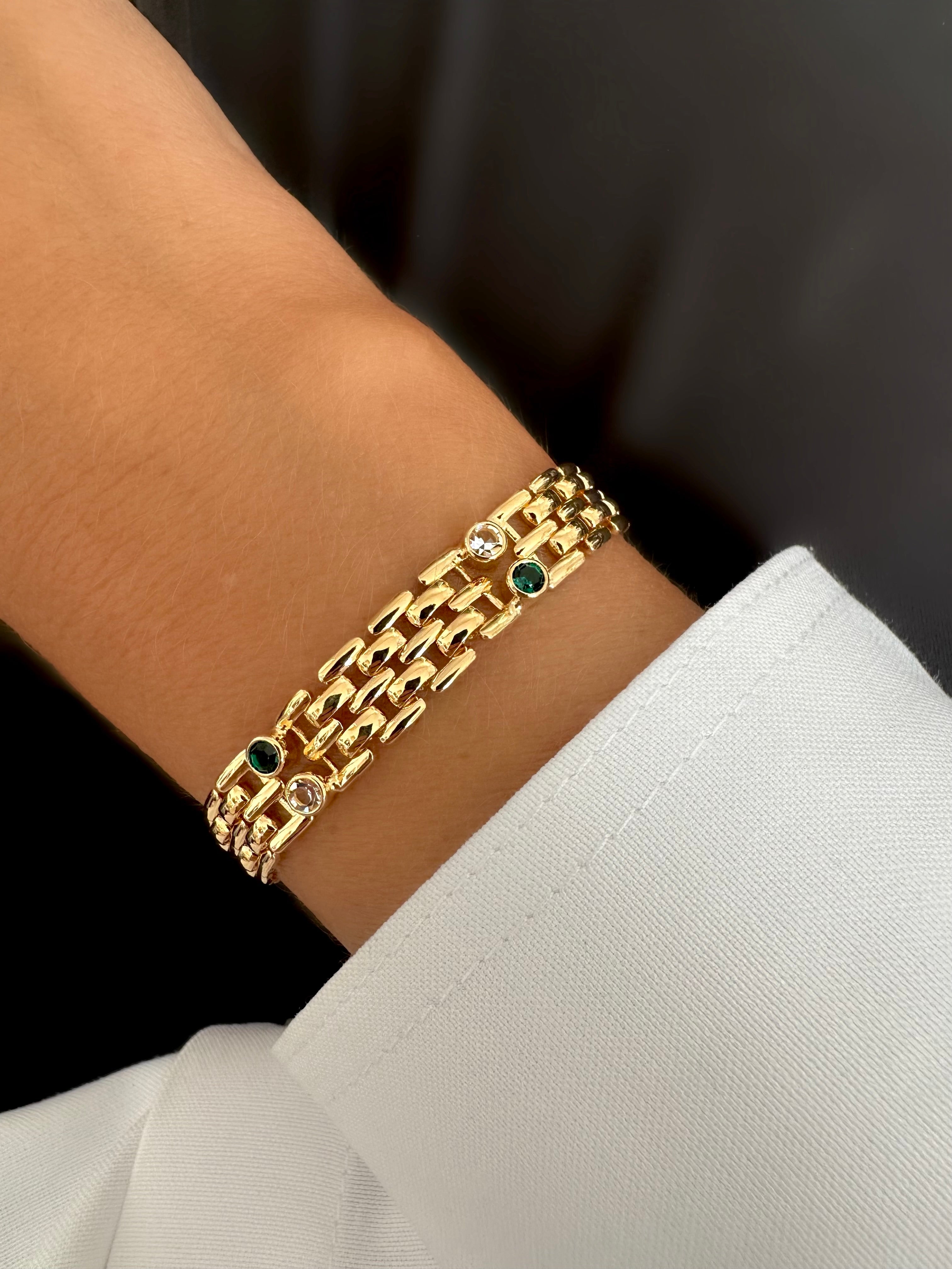 Brazalete Leoni Cristal Dots (Verde)