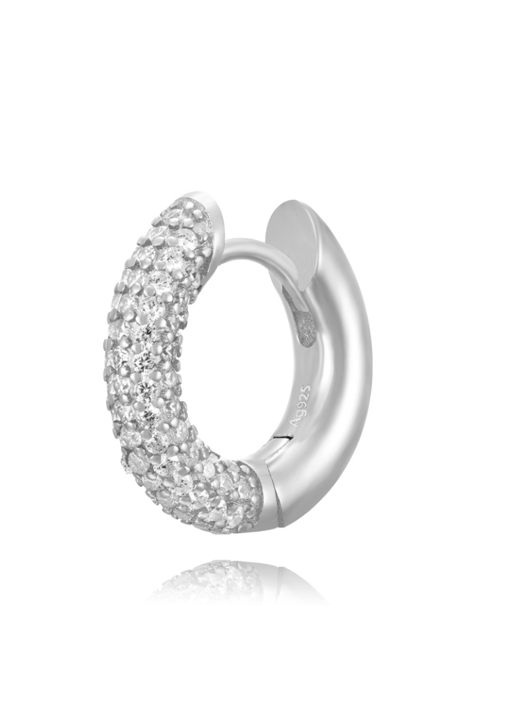 Runde Creolen 14 (Weiß) (925 Silber)