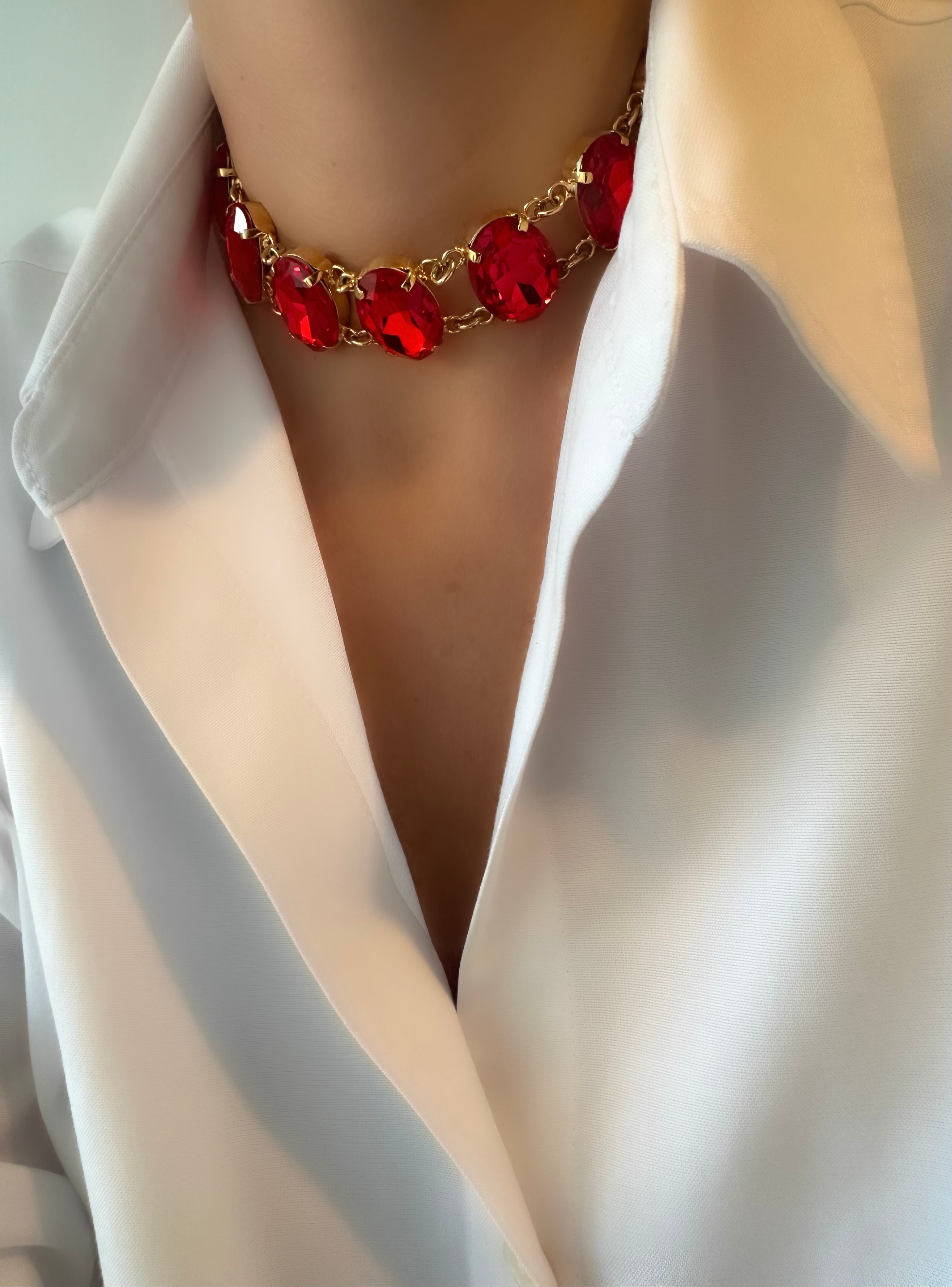 Ovale Halskette „Rocket Choker“ (Rot) (RBJ*)