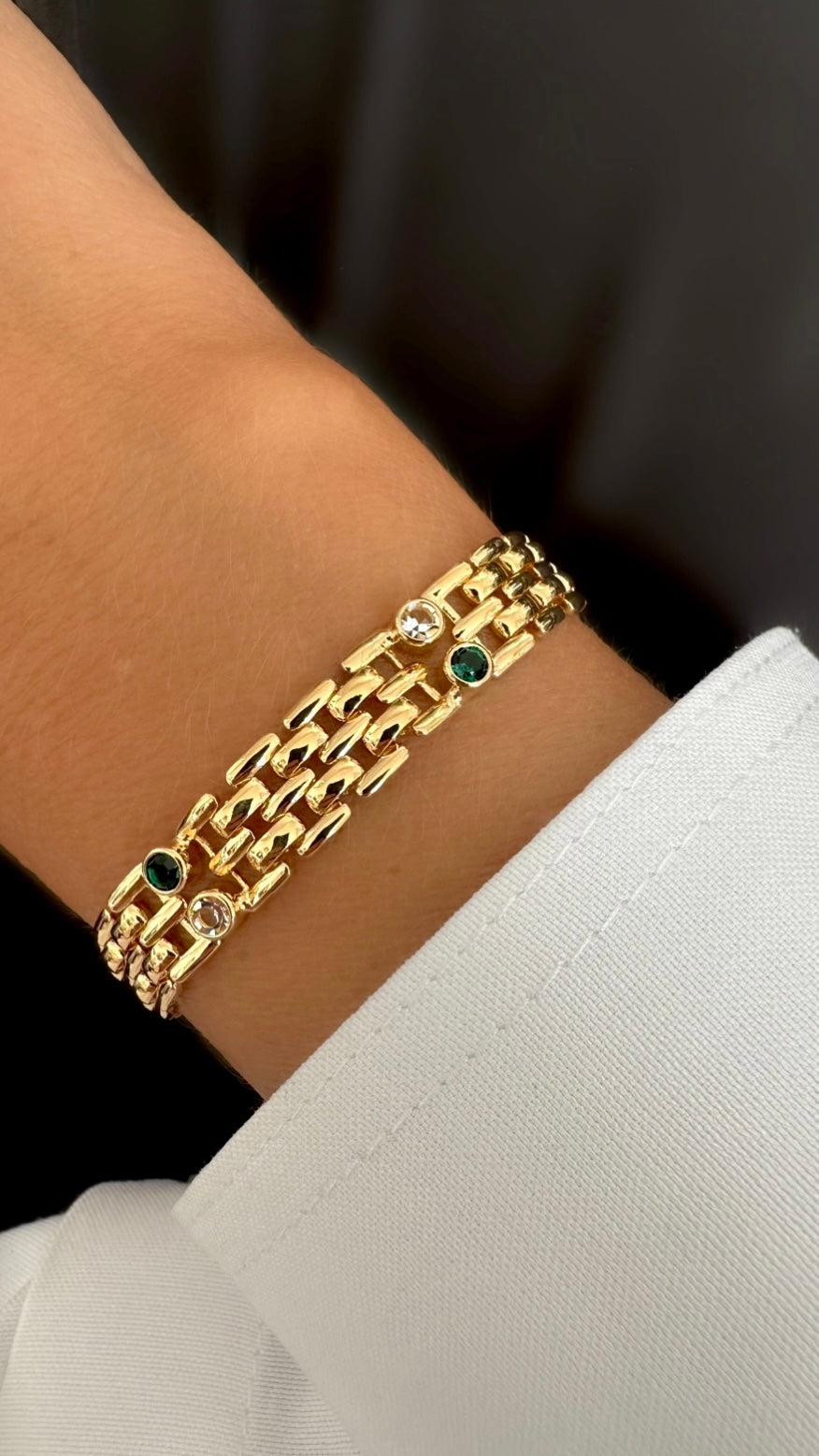 Brazalete Leoni Cristal Dots (Verde)