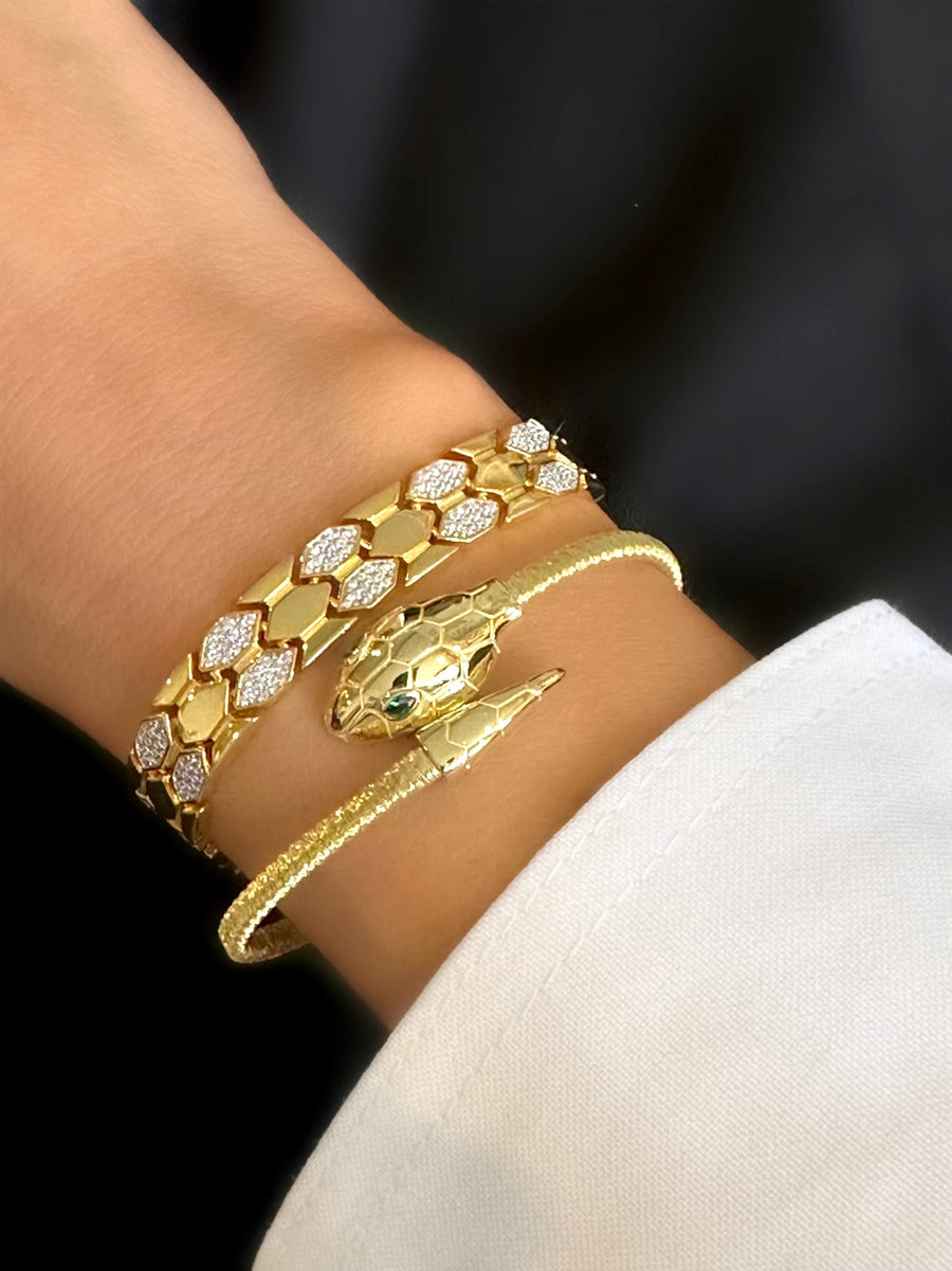 Βραχιόλι Snake Diamond (Ασήμι 925 επιχρυσωμένο με χρυσό 24Κ)
