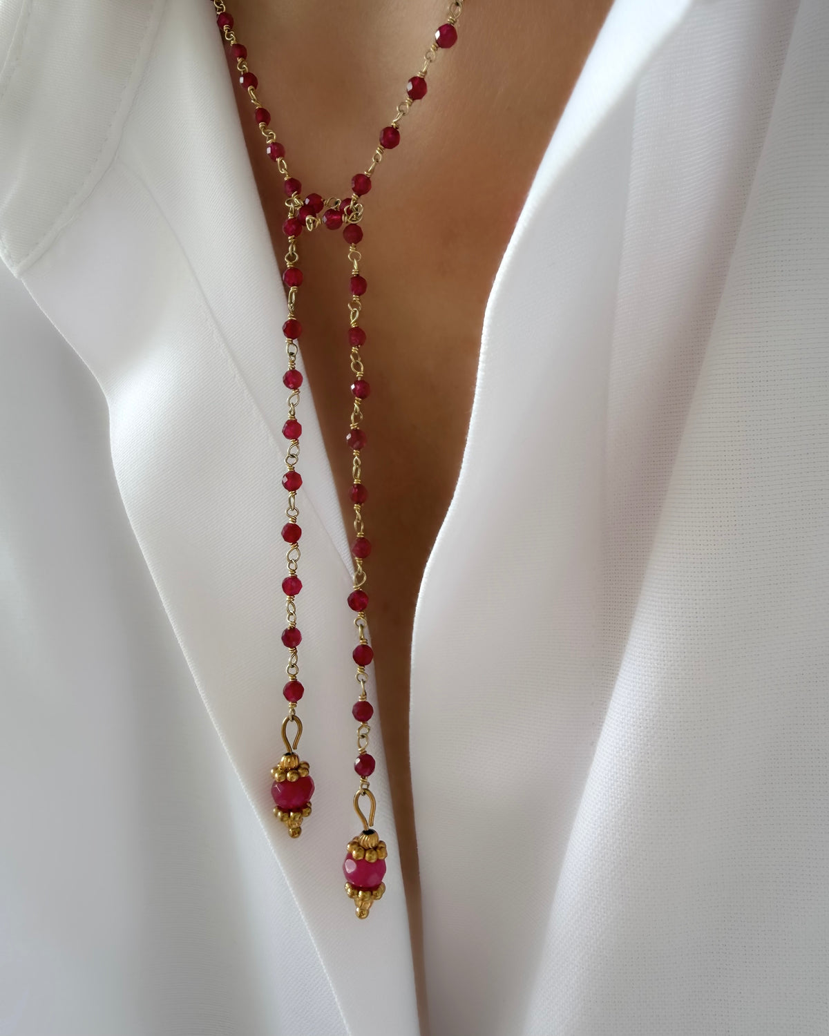 Collar Energy Rosario Rubelita - Plata 925