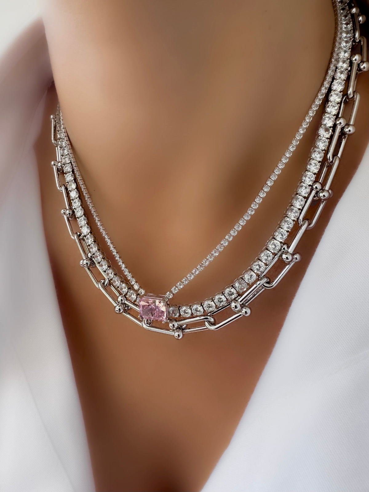 Collar Amber ( Baño de Plata)