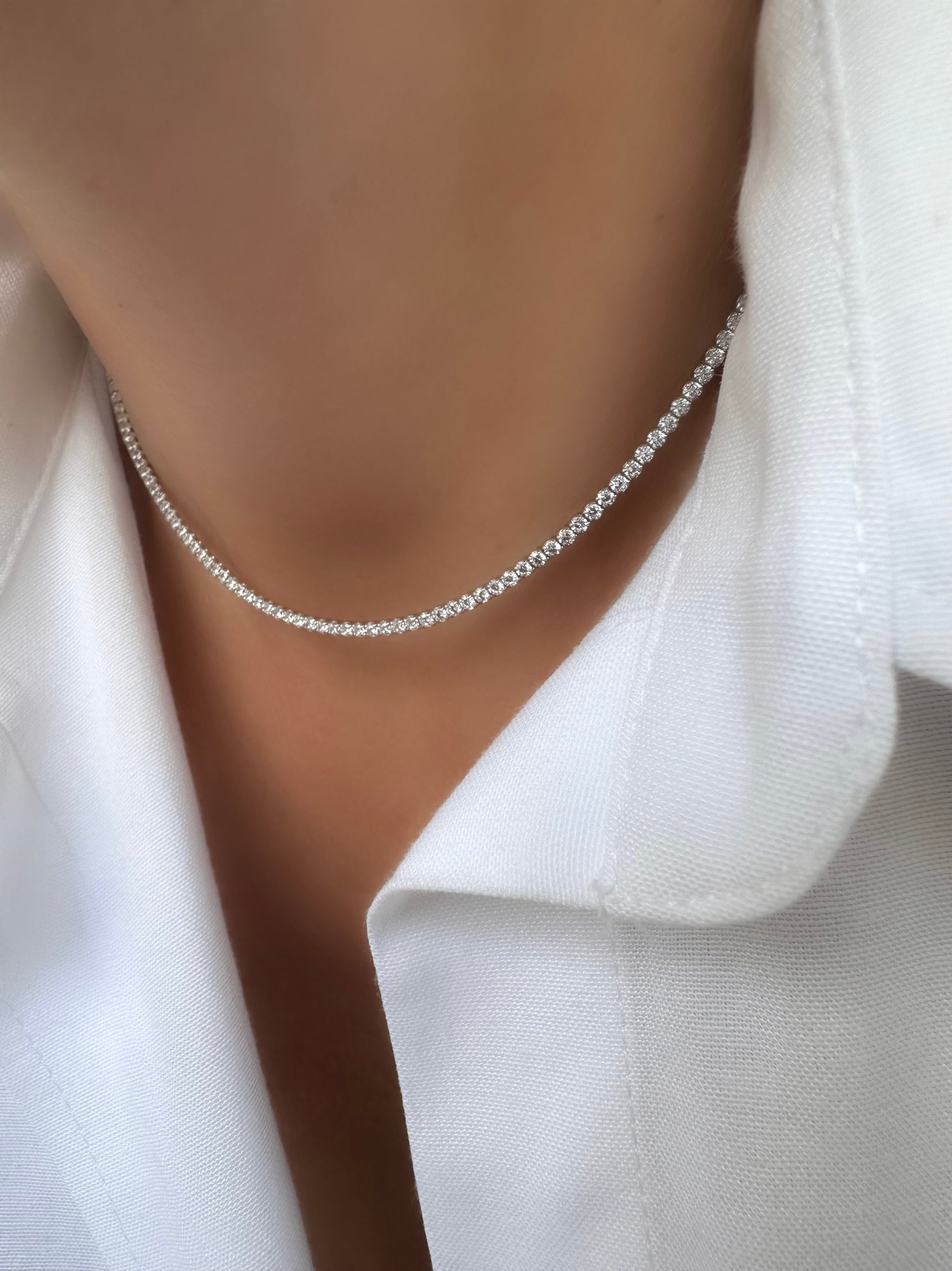 Riviere Choker Necklace Teddy (Blue) (925 Sterling Silver)