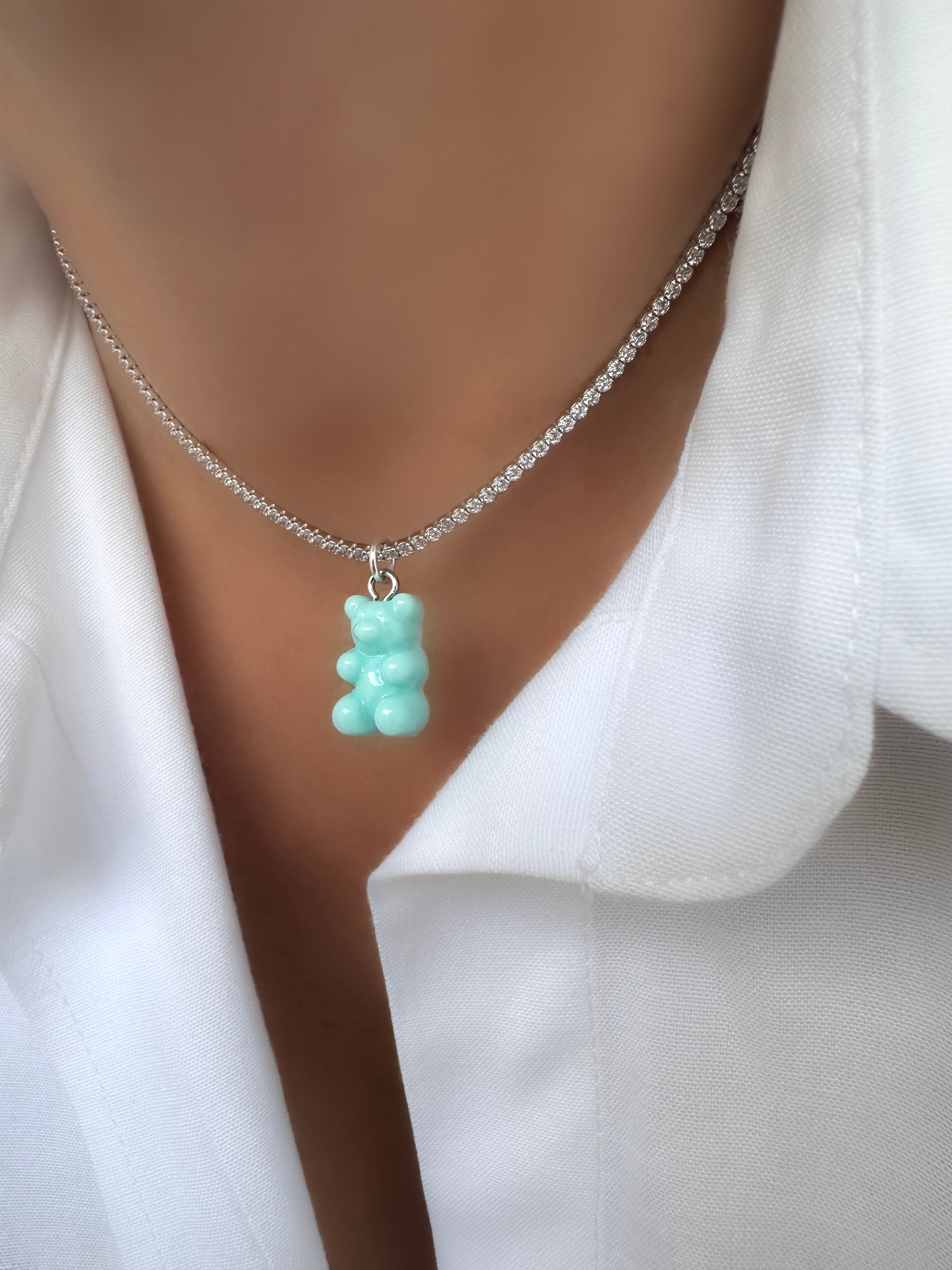 Riviere-Choker Teddy (Blau) (925er Sterlingsilber)