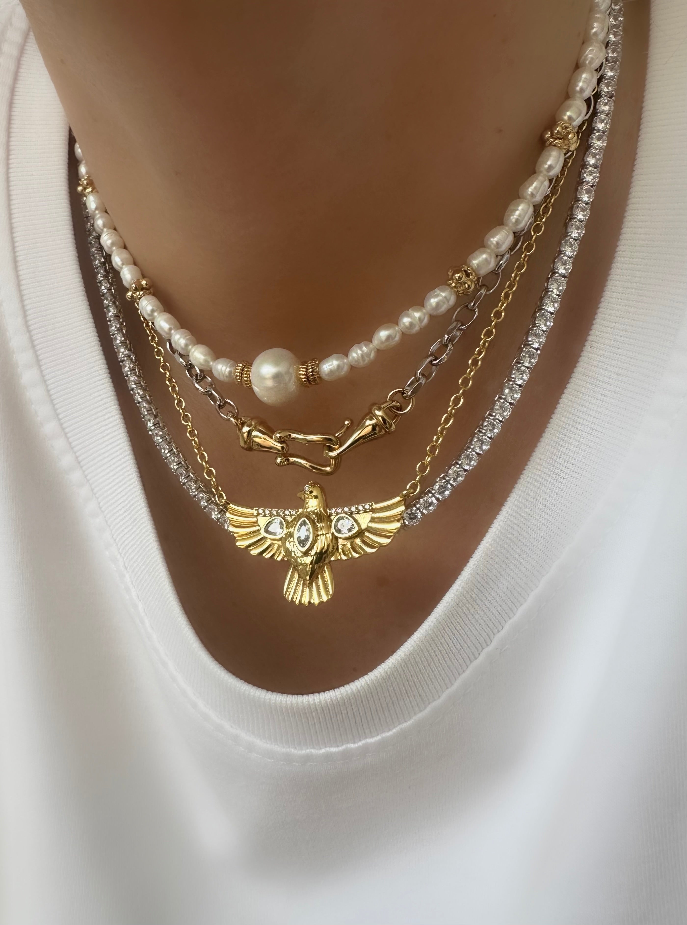 Klassische Riviere-Halskette (3 mm) (925er Silber)