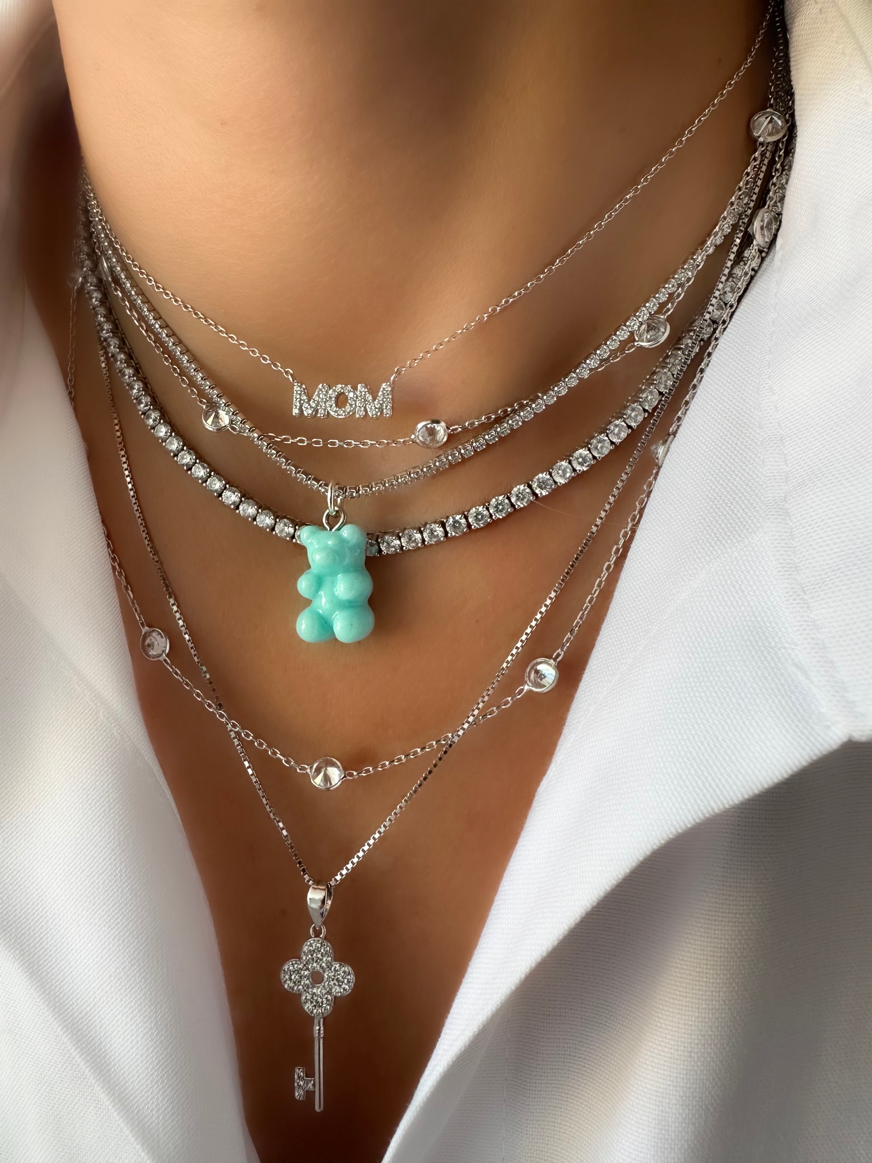 Riviere-Choker Teddy (Blau) (925er Sterlingsilber)