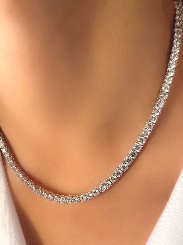 Classic Riviere II Necklace (4mm) (925 Silver)