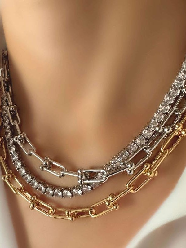 Klassische Riviere II-Halskette (4 mm) (925er Silber)