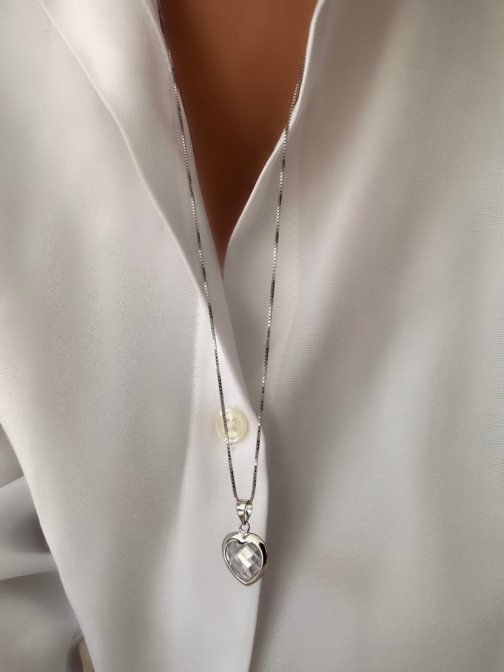 Crystal Heart Halskette (925er Sterlingsilber)