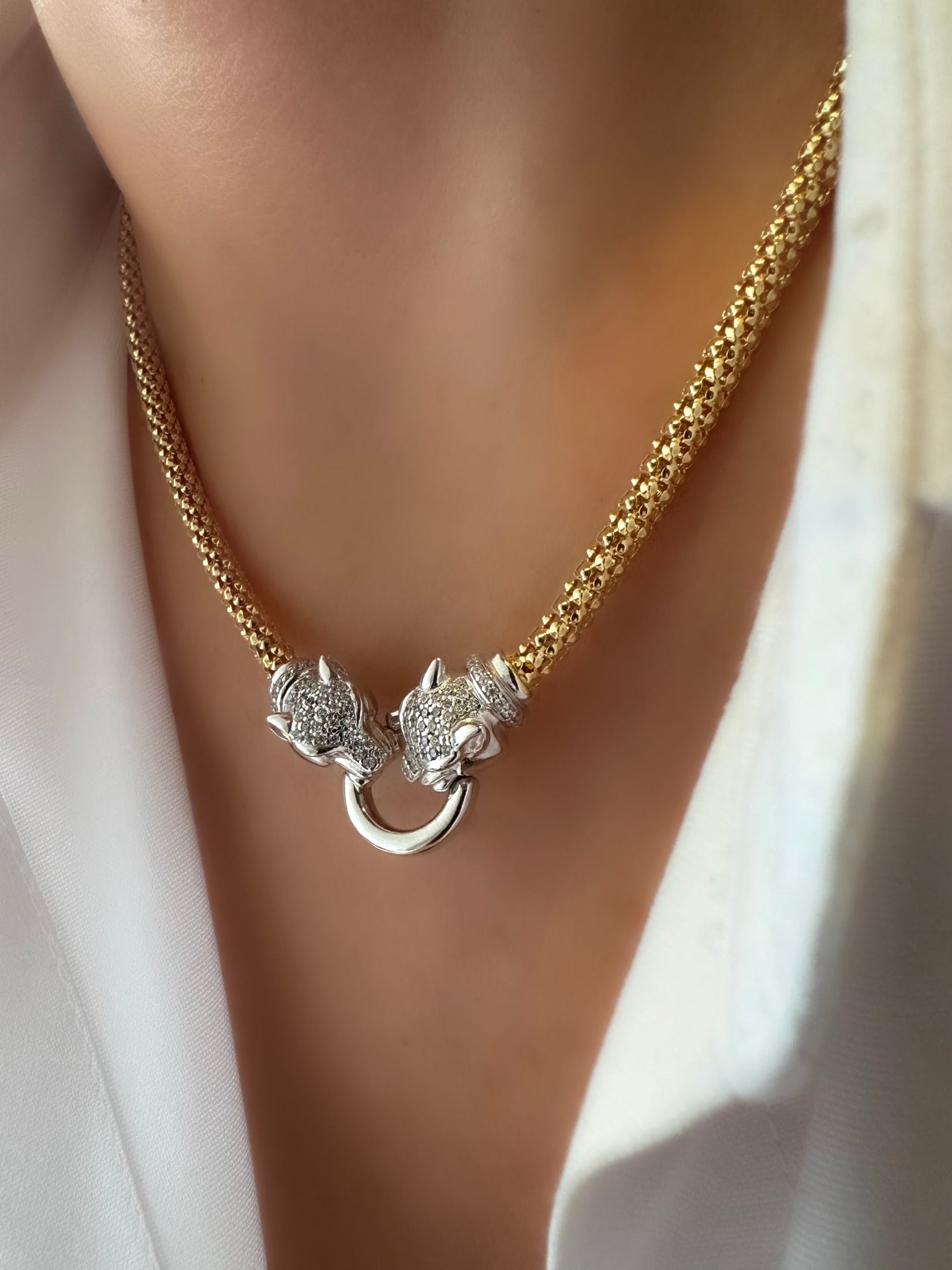 Panther Necklace (925 Sterling Silver plated with 18k Gold)