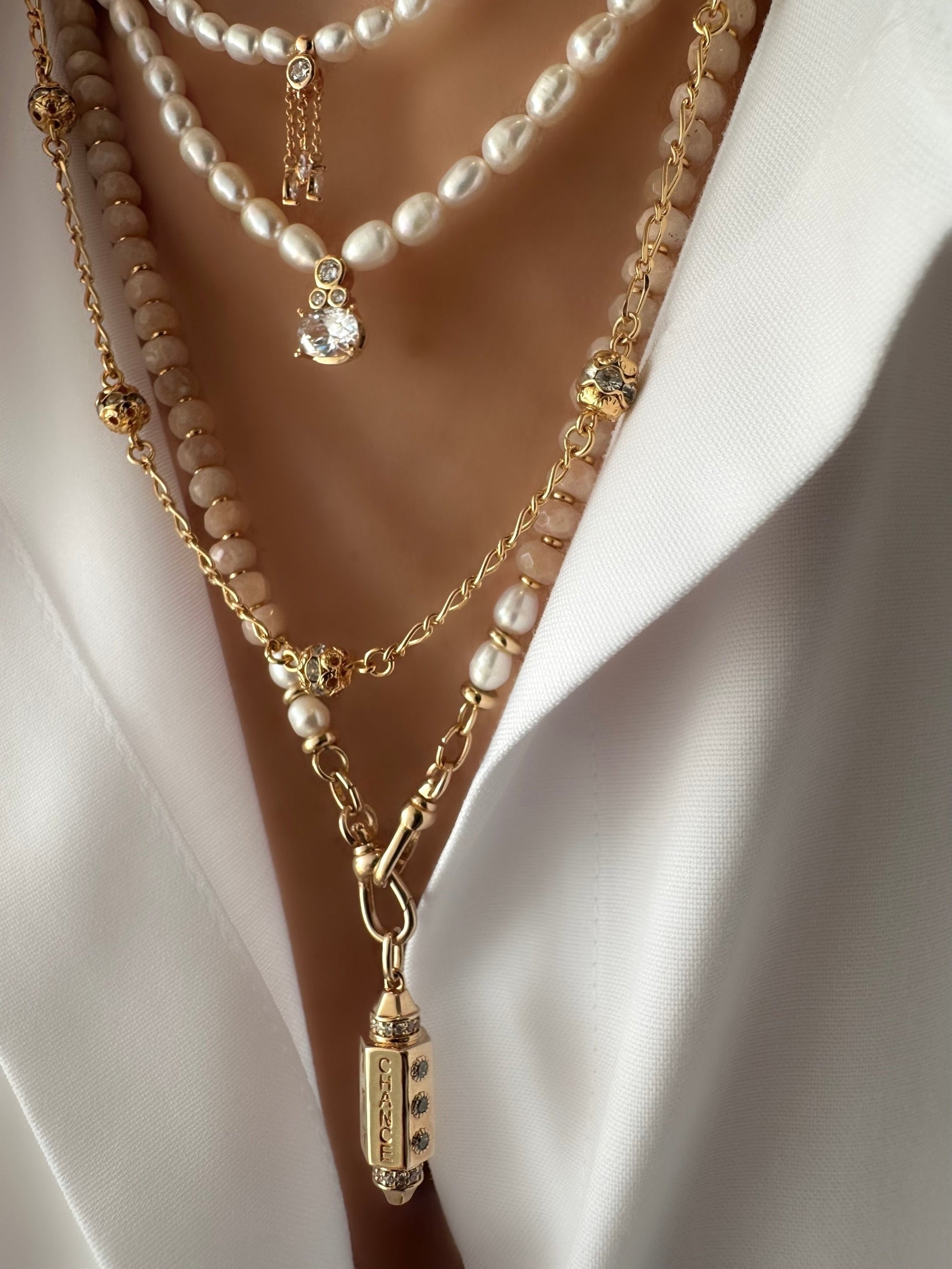 Collier Stones Amuleto Chance ( Pierre de Lune Orange)