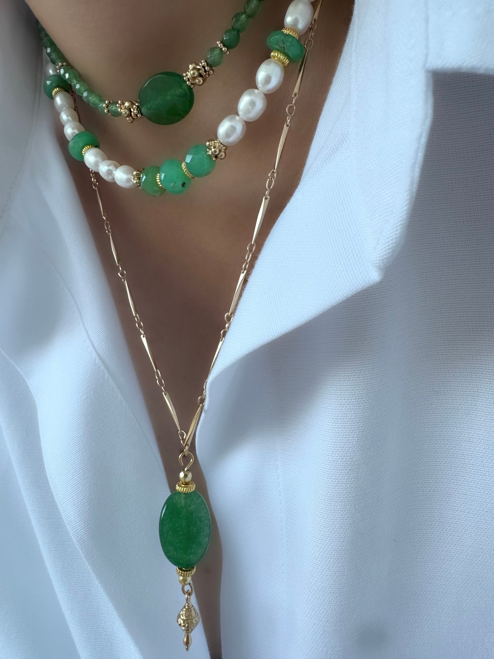 Collar Stones Crisol (Perlas y Aventurina)