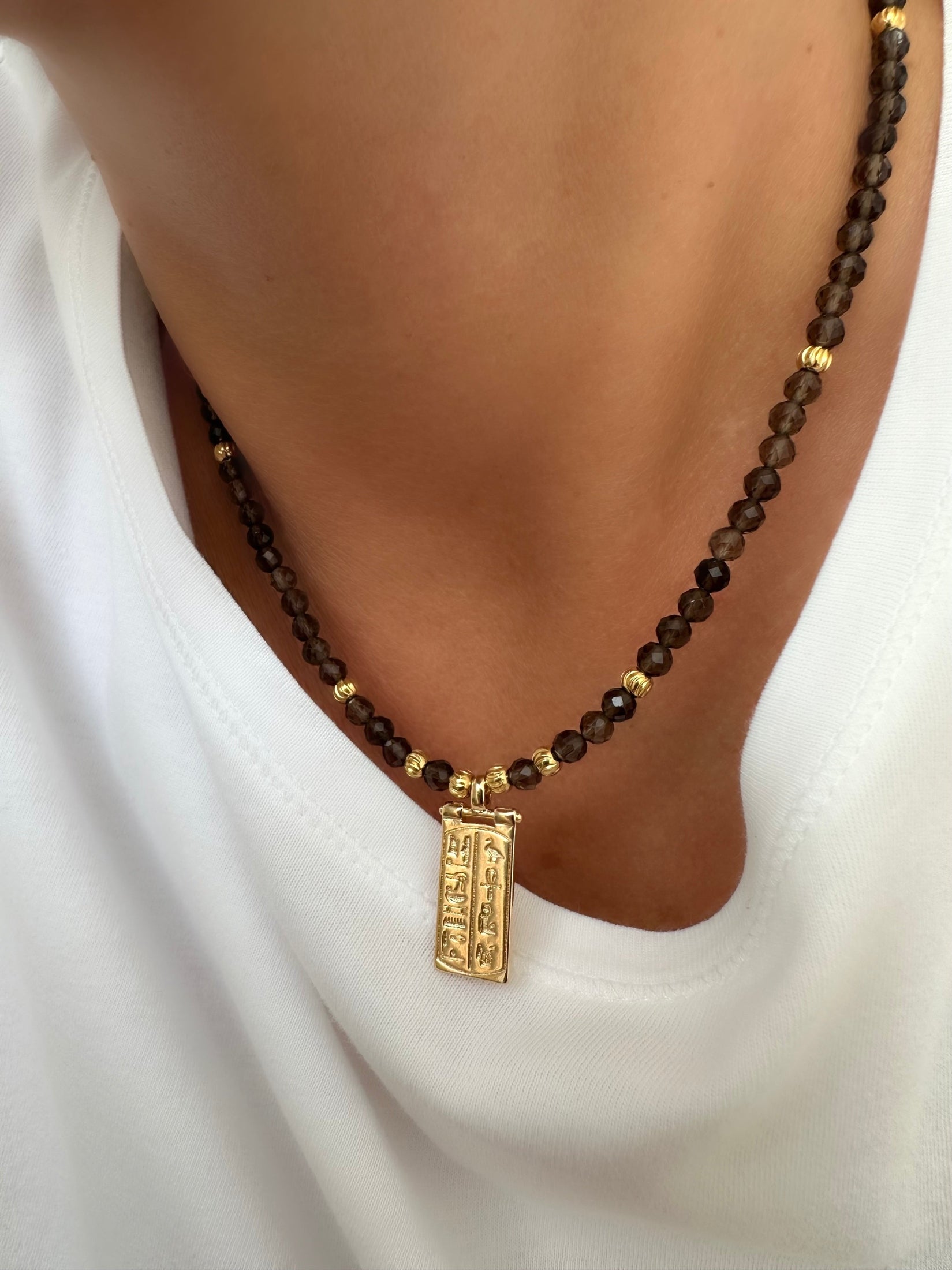 Collar Stones Faraón (Smoke Quartz)