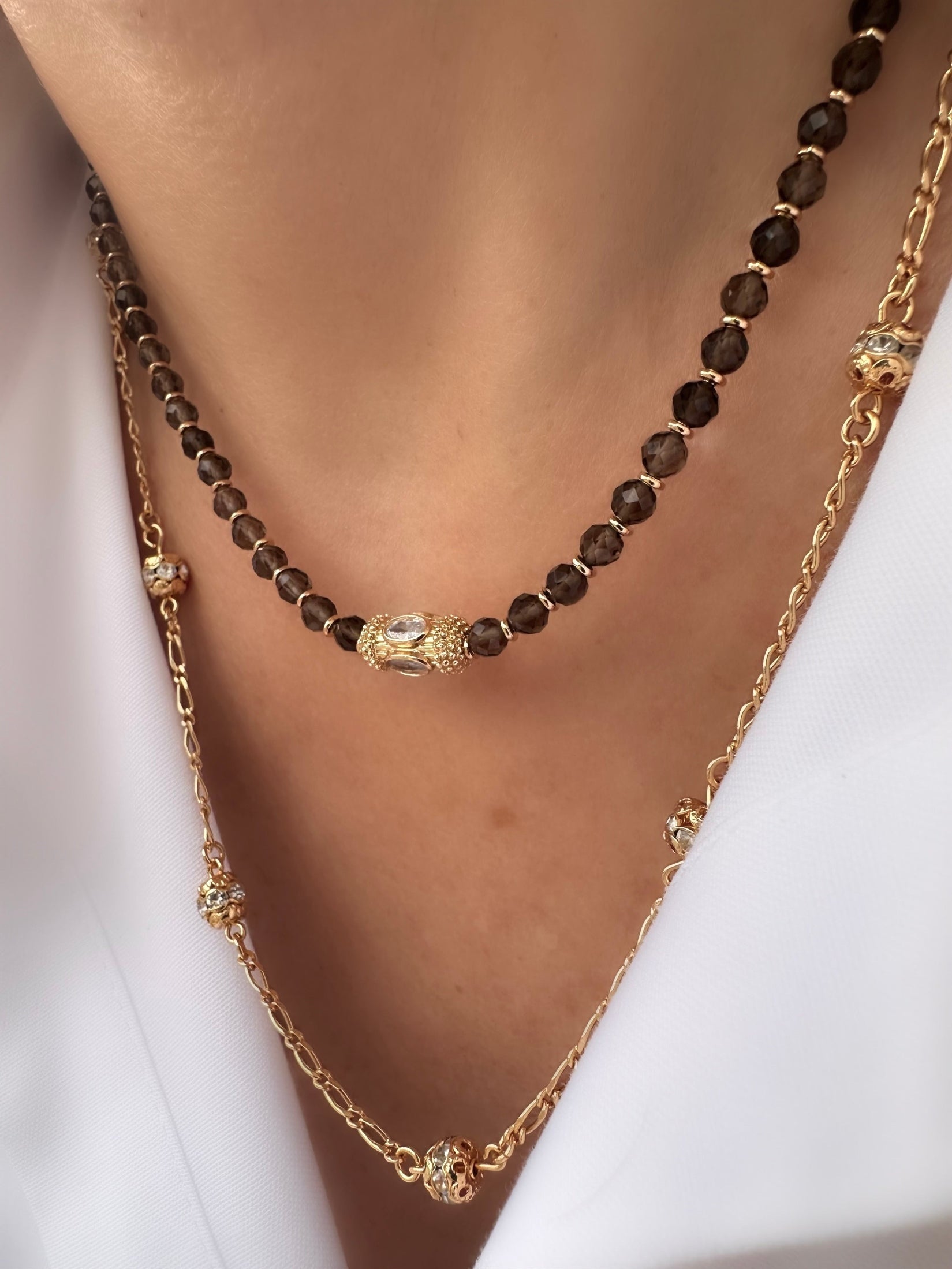 Stones Gaia Necklace (Brown Quartz)