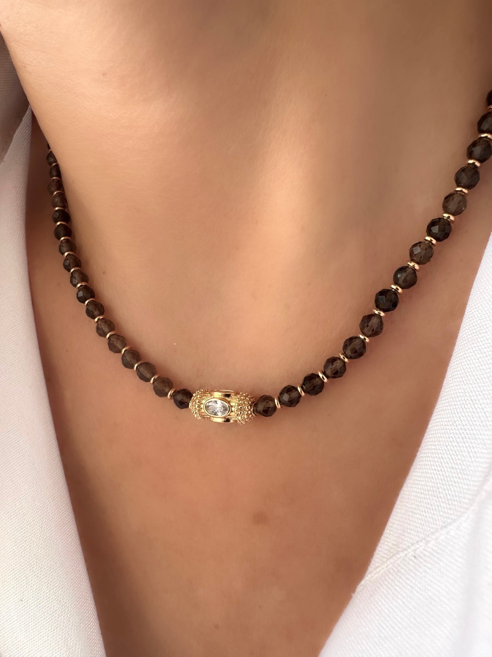 Collar Stones Gaia (Cuarzo Marrón)