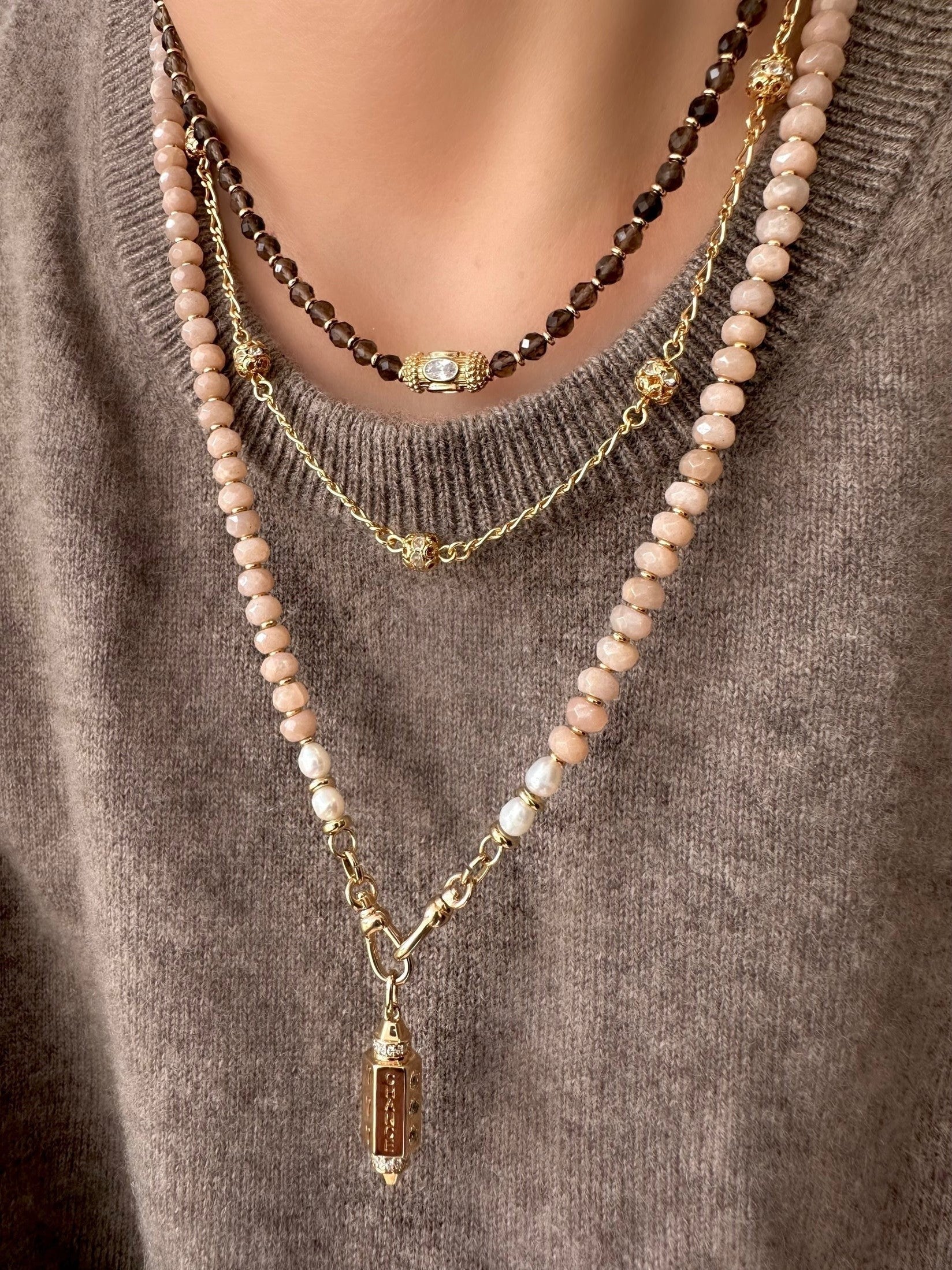 Stones Gaia Necklace (Brown Quartz)