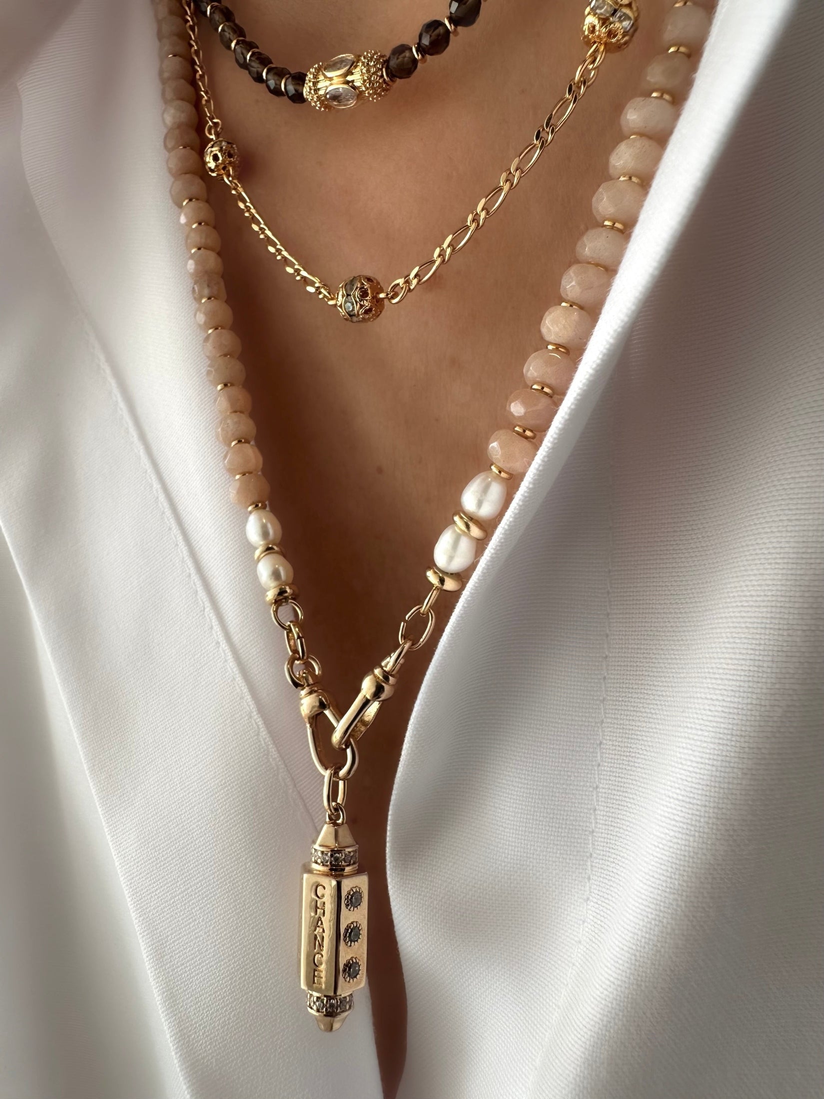 Stones Gaia Necklace (Brown Quartz)