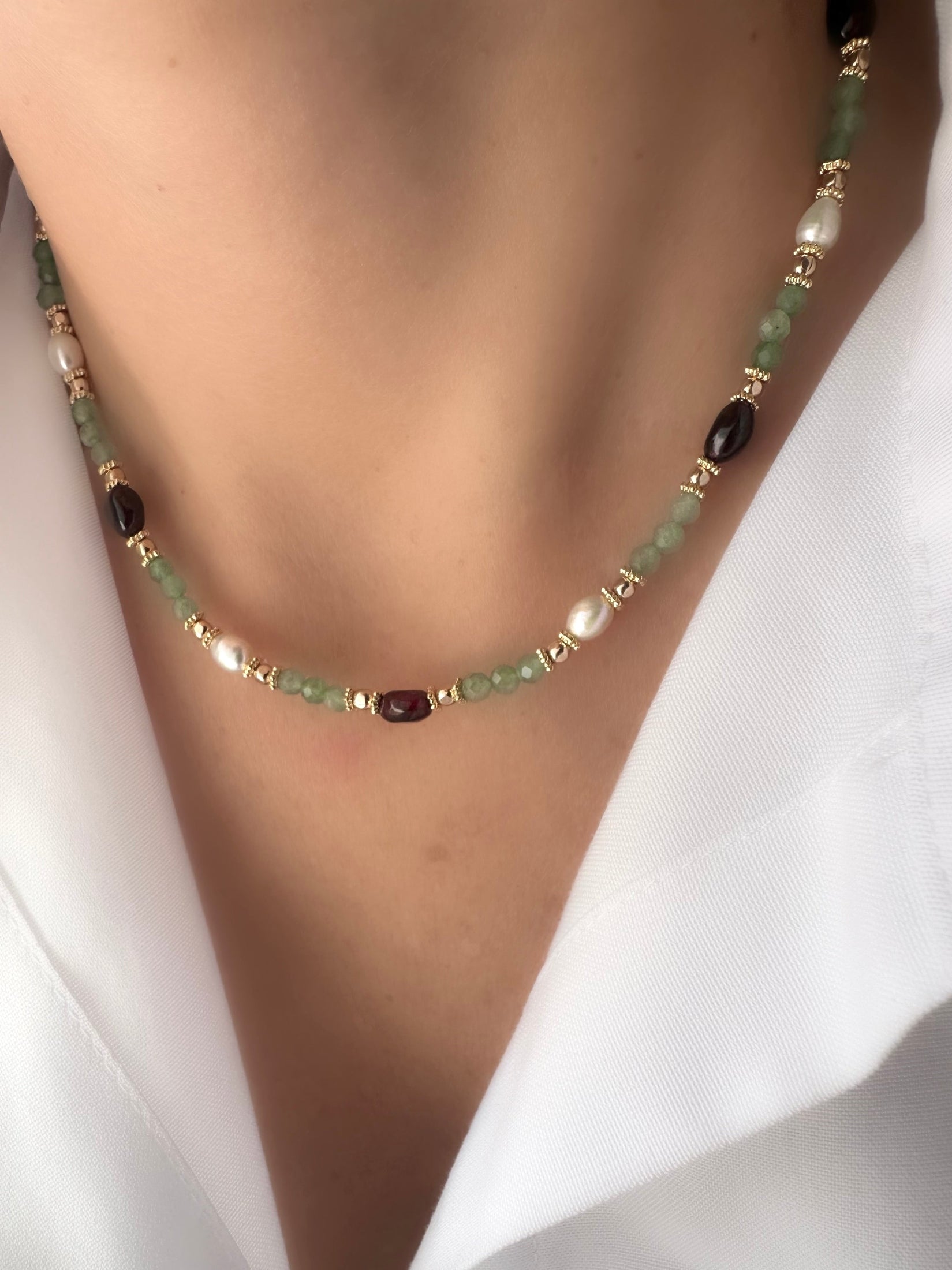 Collar Stones Osiris (Aventurina y Granates)