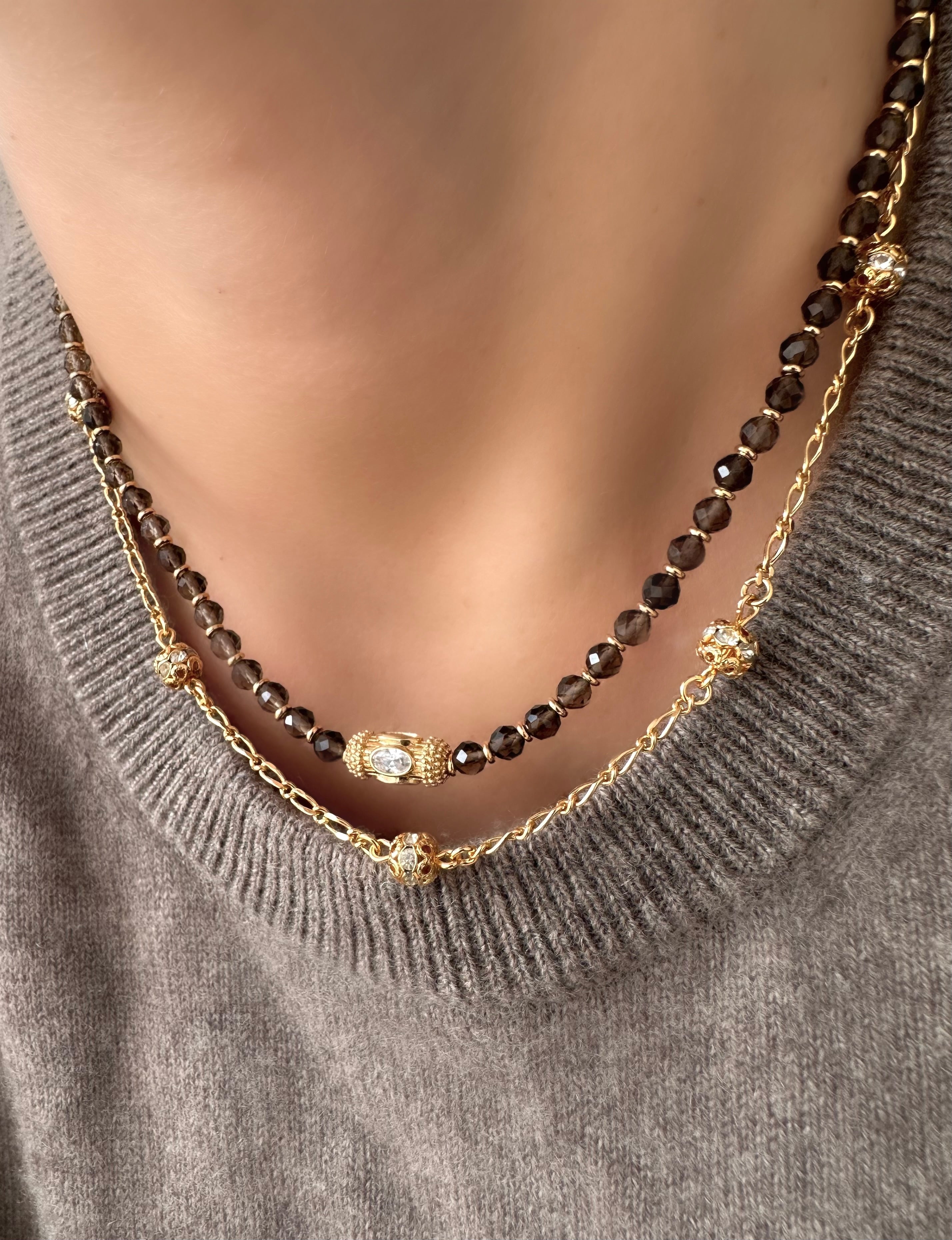 Stones Gaia Halskette (Brauner Quarz)