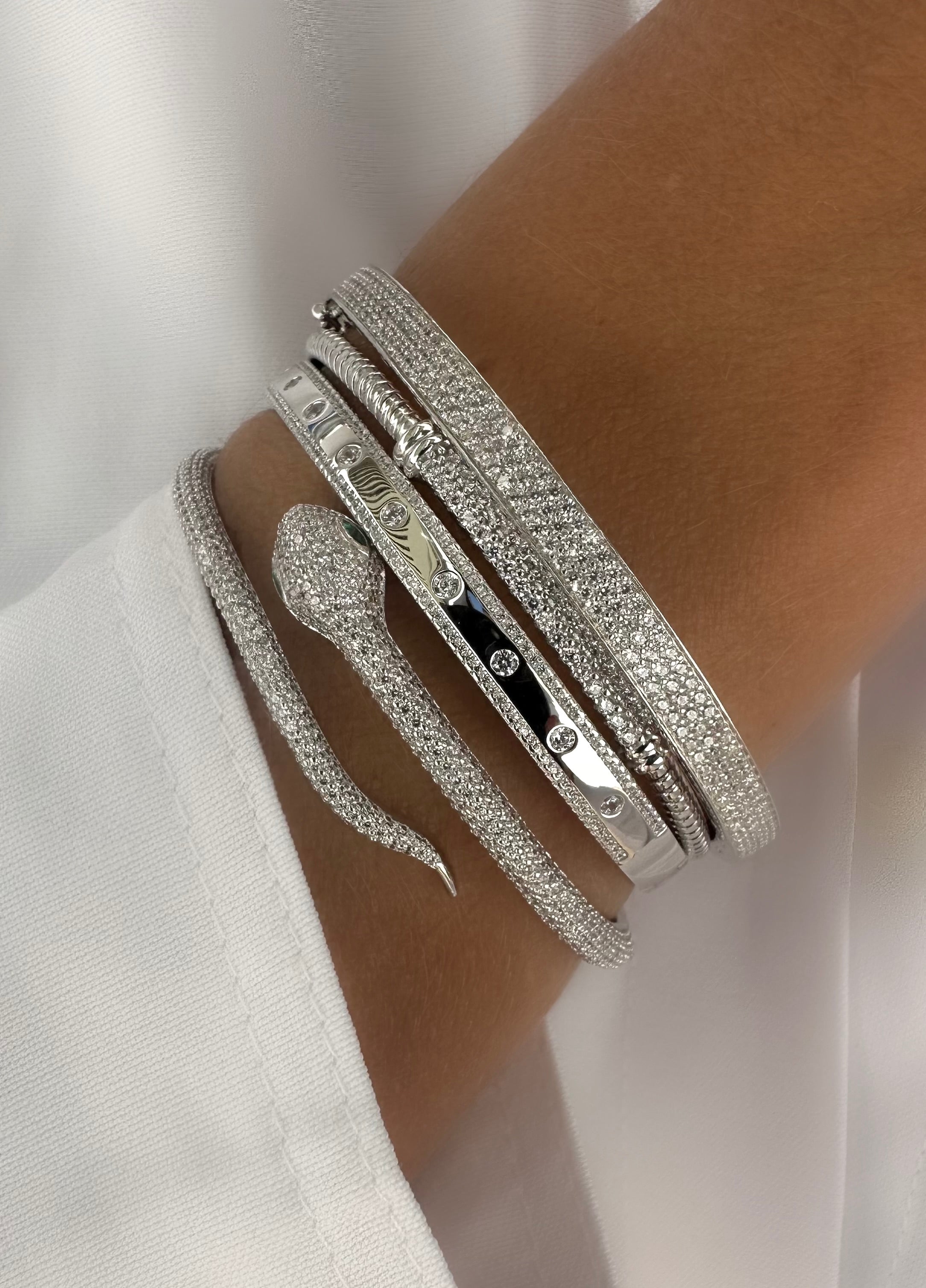 Brazalete Snake Green (Plata 925)