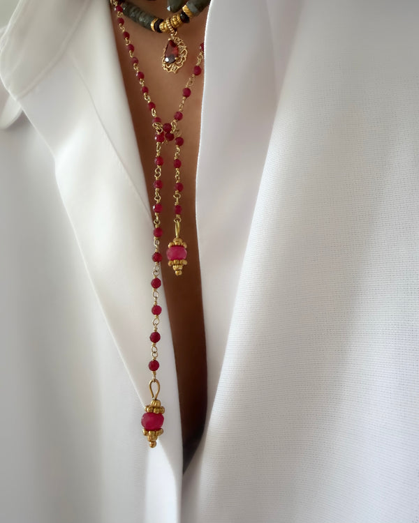 Collar Energy Rosario Rubelita - Plata 925
