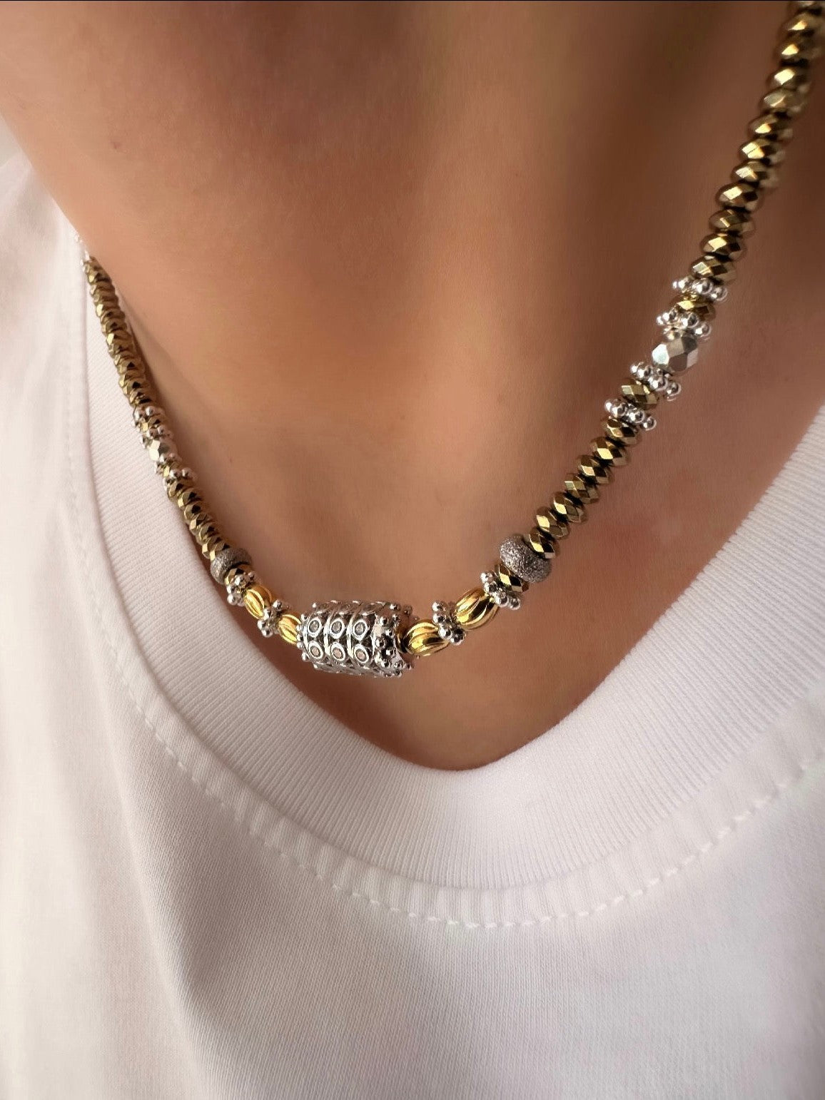 Pyrite Strong Necklace (925 Silver and Pyrite)